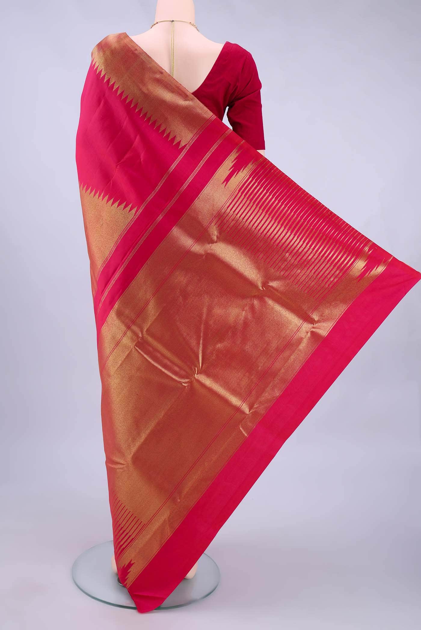 Pure Silk Pure Zari Imperial Pink Kanchipuram Saree