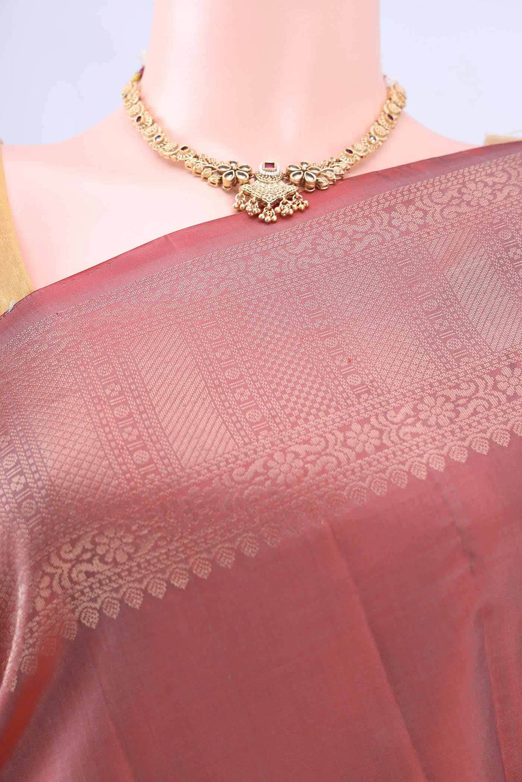 Rust Dual Tone Soft Silk Saree