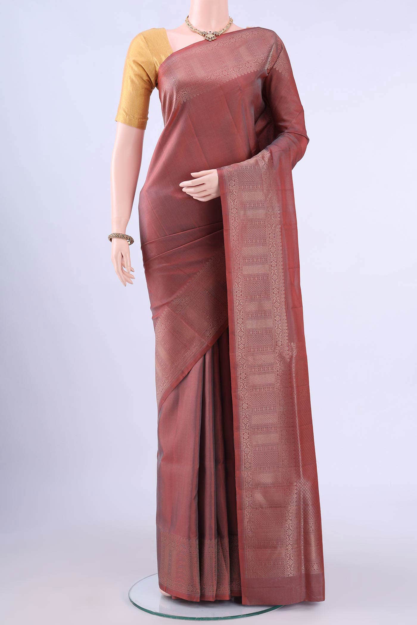 Rust Dual Tone Soft Silk Saree