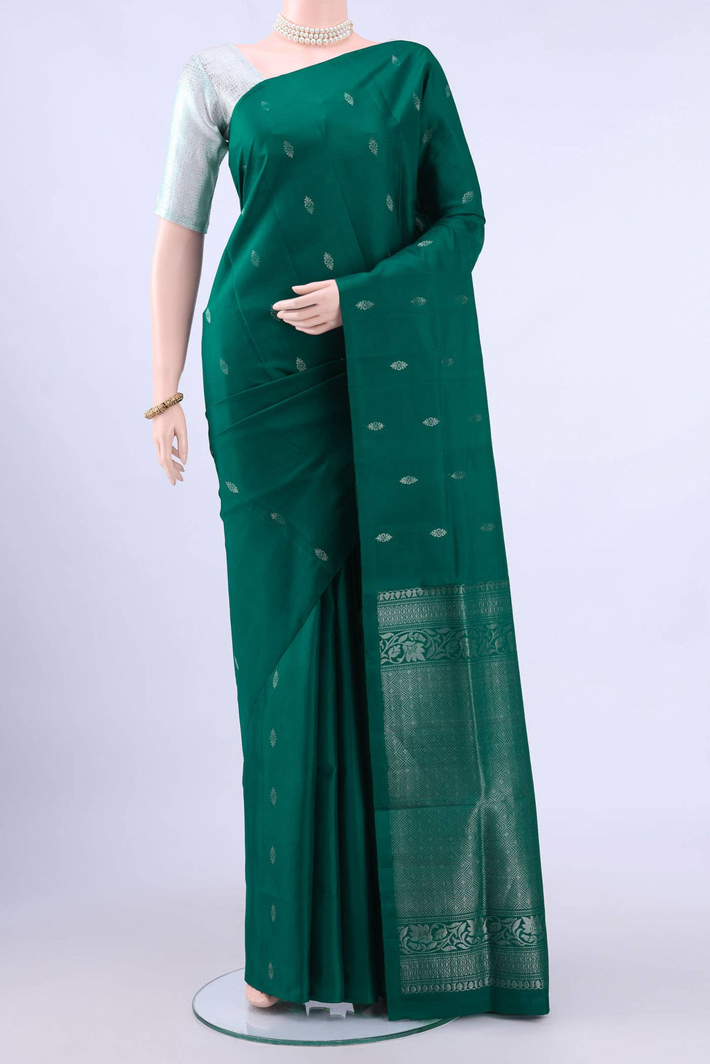 Peacock Blue Dual Tone Soft Silk Saree