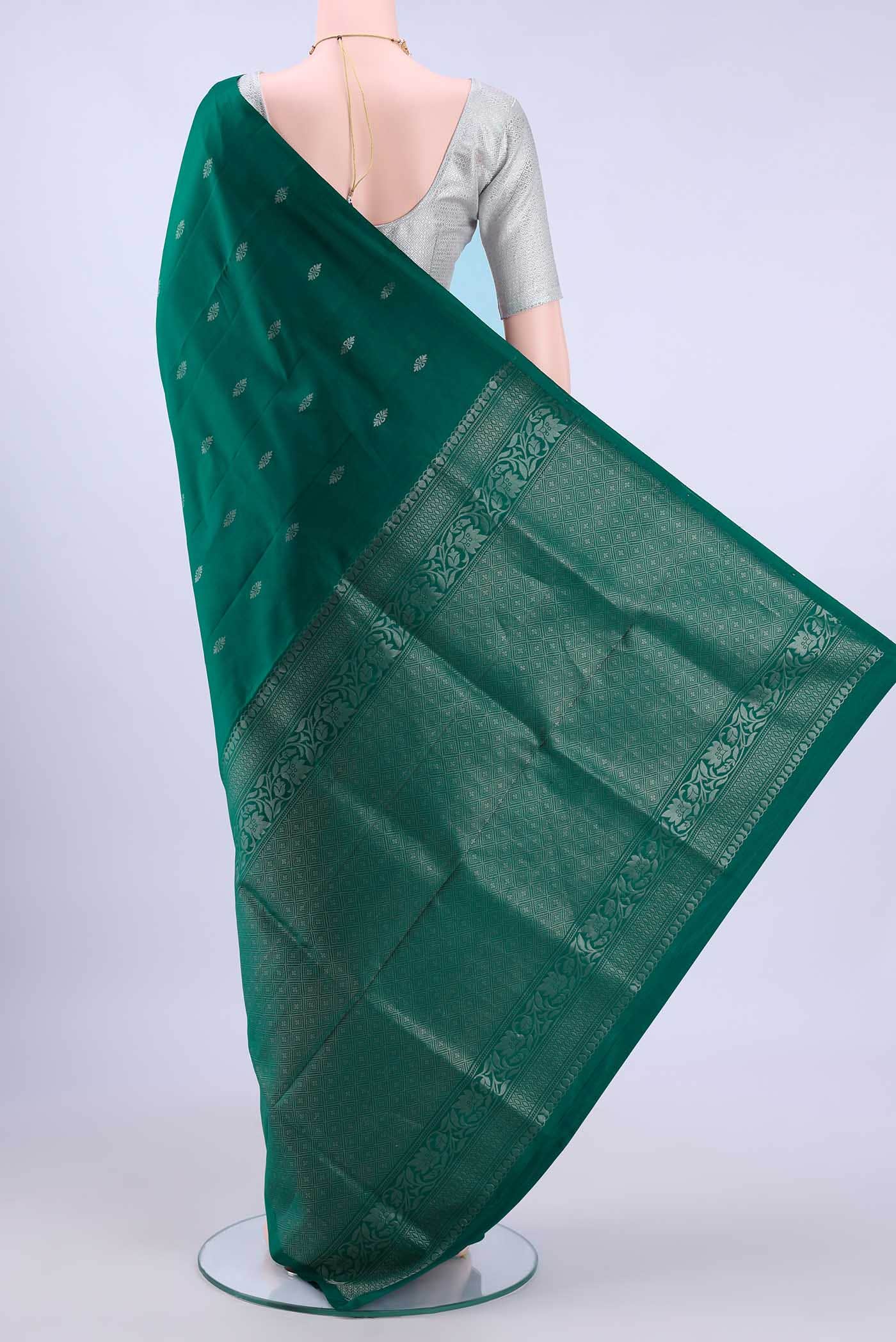 Peacock Blue Dual Tone Soft Silk Saree