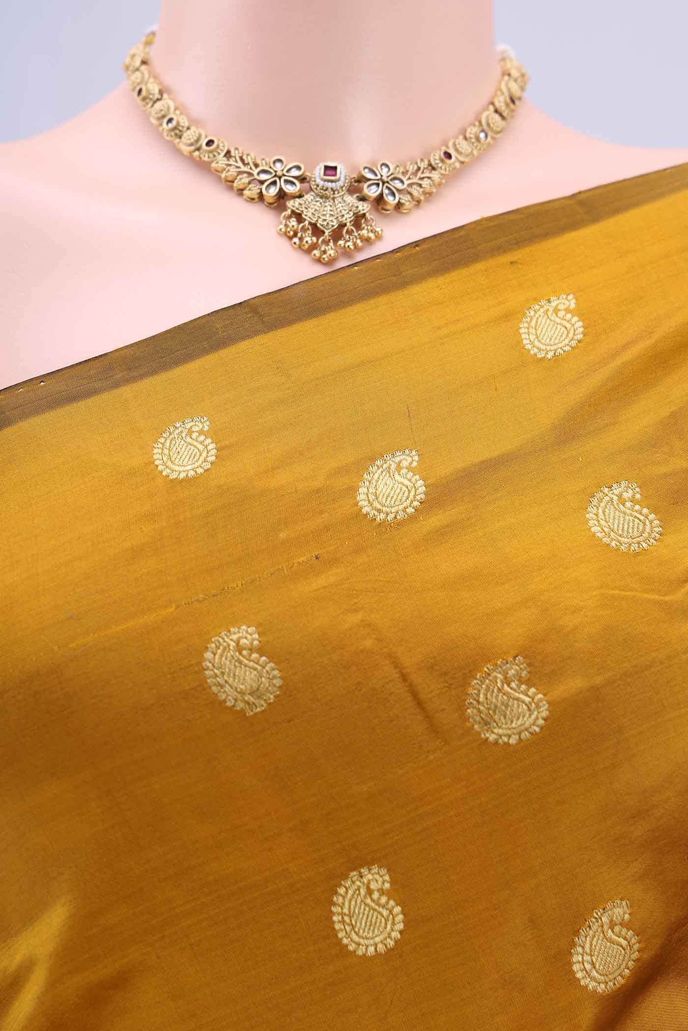 Golden Dual Tone Banarasi Katan Silk Saree