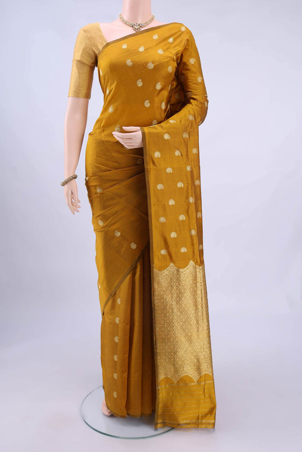 Golden Dual Tone Banarasi Katan Silk Saree
