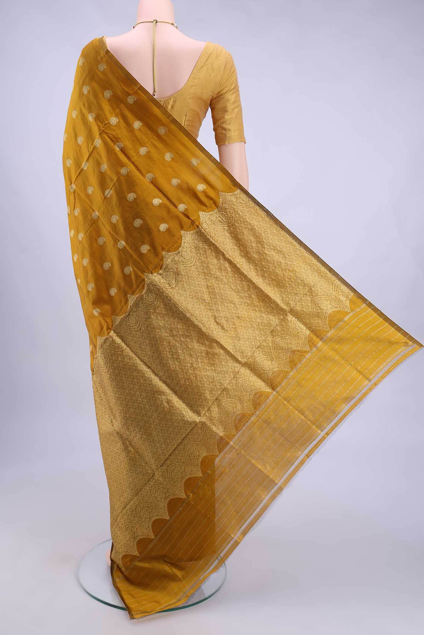 Golden Dual Tone Banarasi Katan Silk Saree