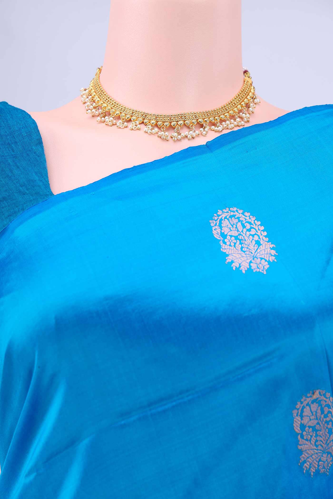 Blue Banarasi Katan Silk Saree
