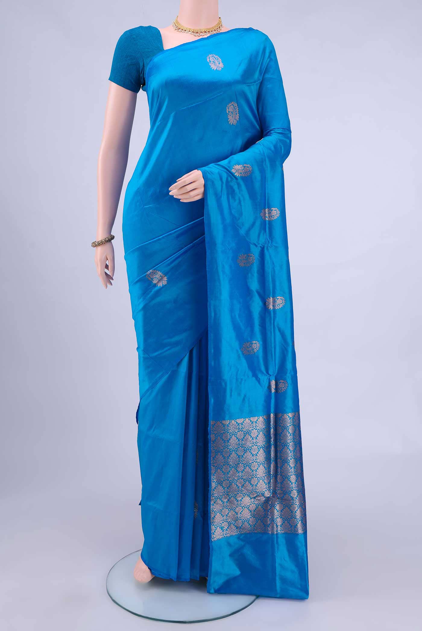 Blue Banarasi Katan Silk Saree
