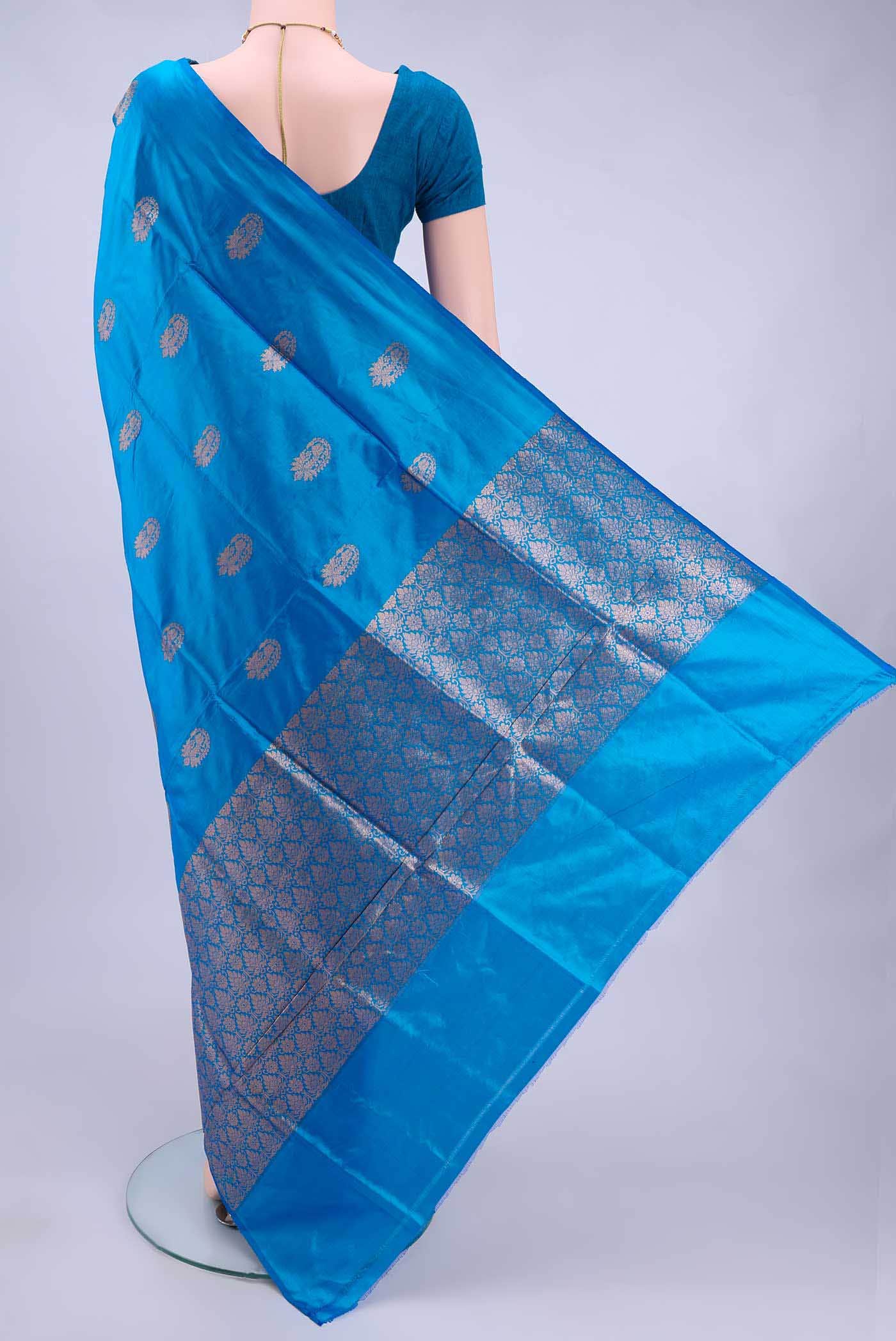 Blue Banarasi Katan Silk Saree