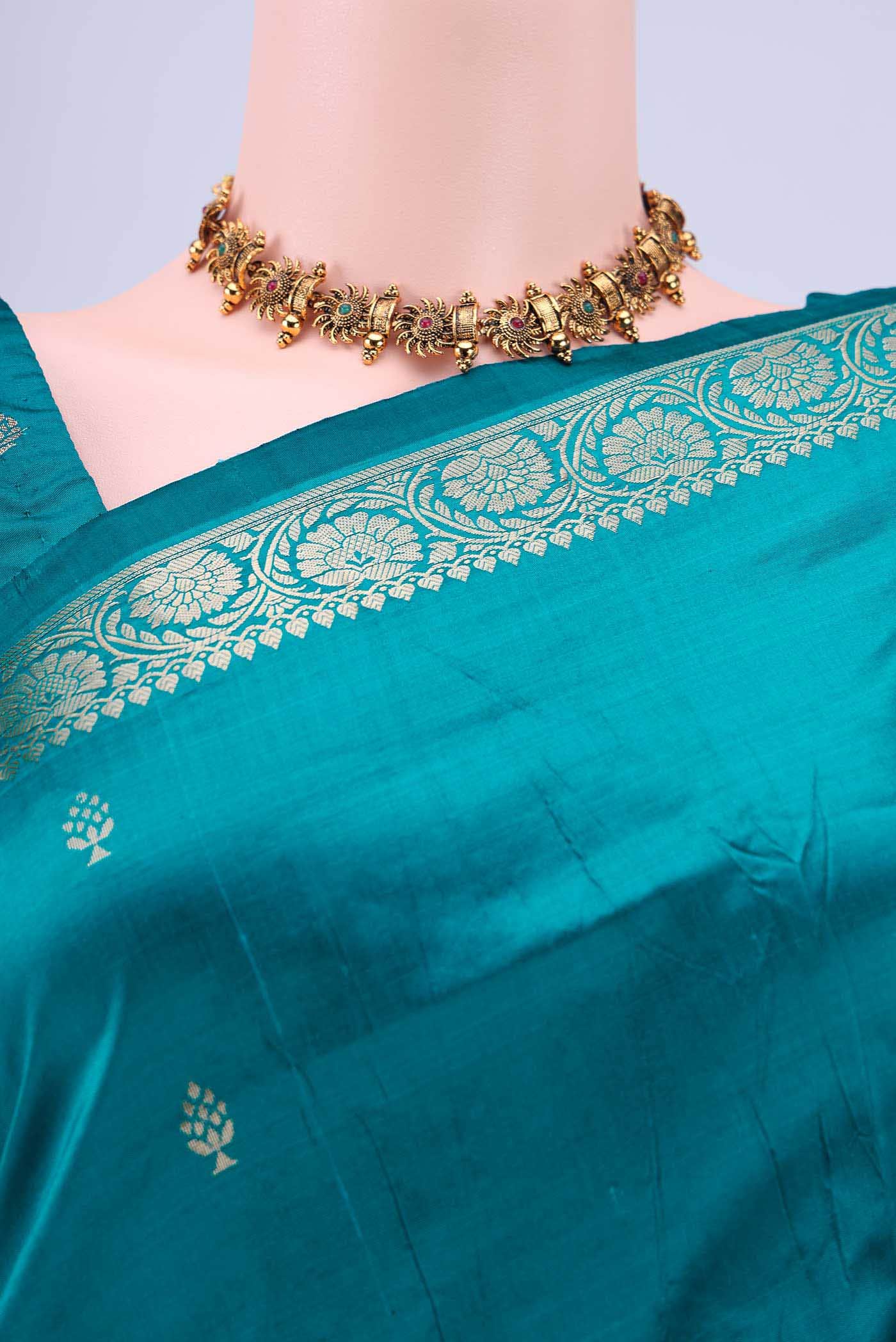 Dark Blue Dual Tone Banarasi Katan Silk Saree