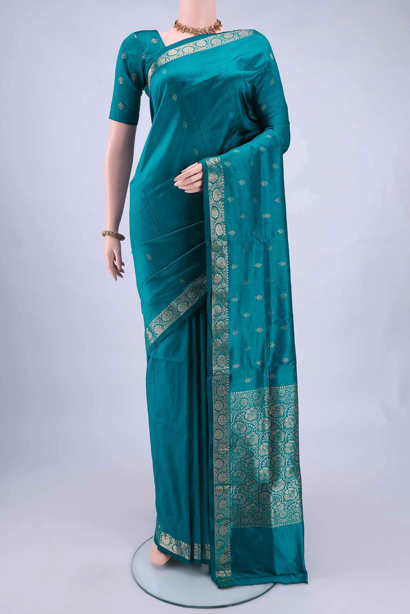 Dark Blue Dual Tone Banarasi Katan Silk Saree