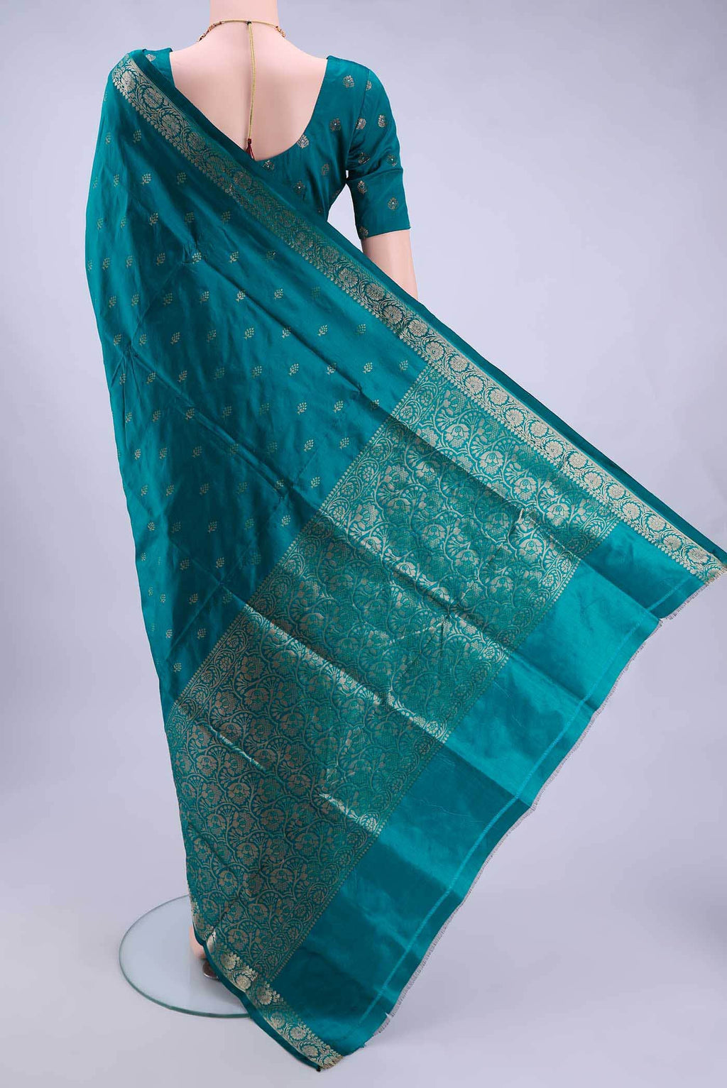 Dark Blue Dual Tone Banarasi Katan Silk Saree