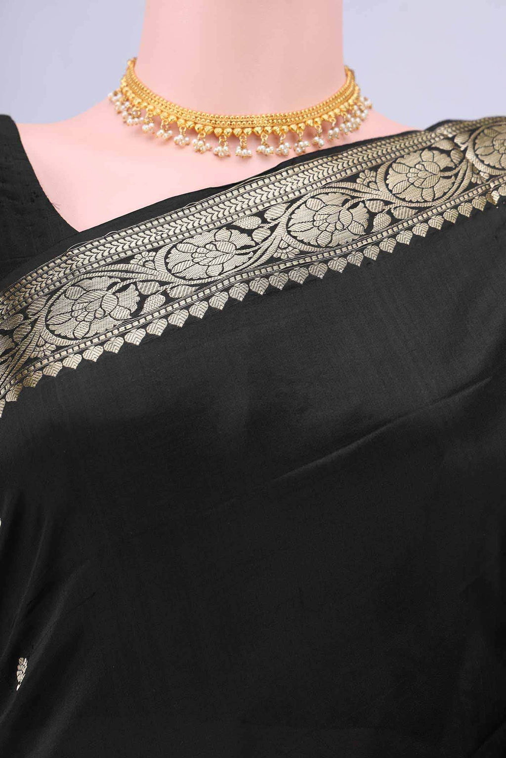 Black Banarasi Katan Silk Saree