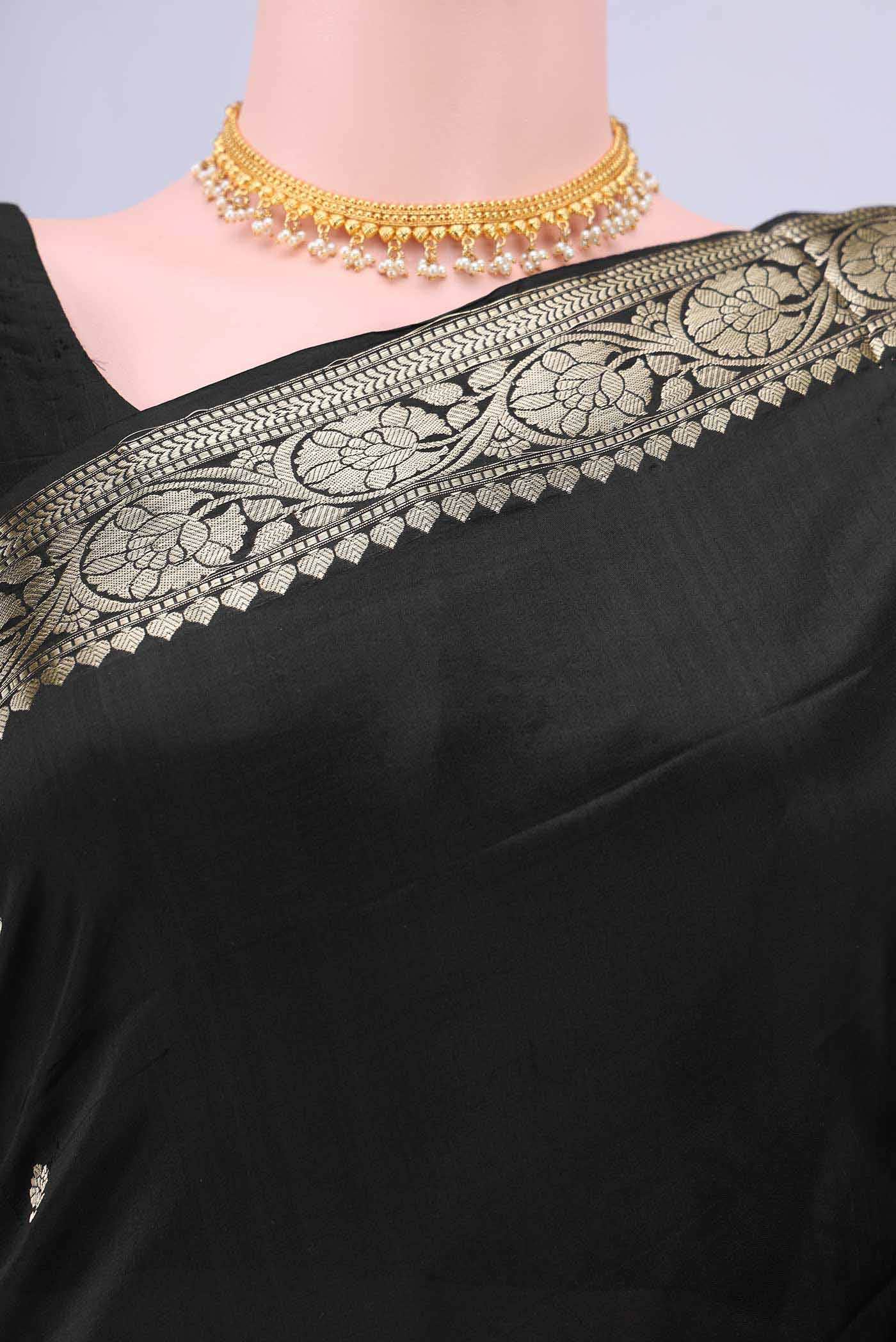 Black Banarasi Katan Silk Saree