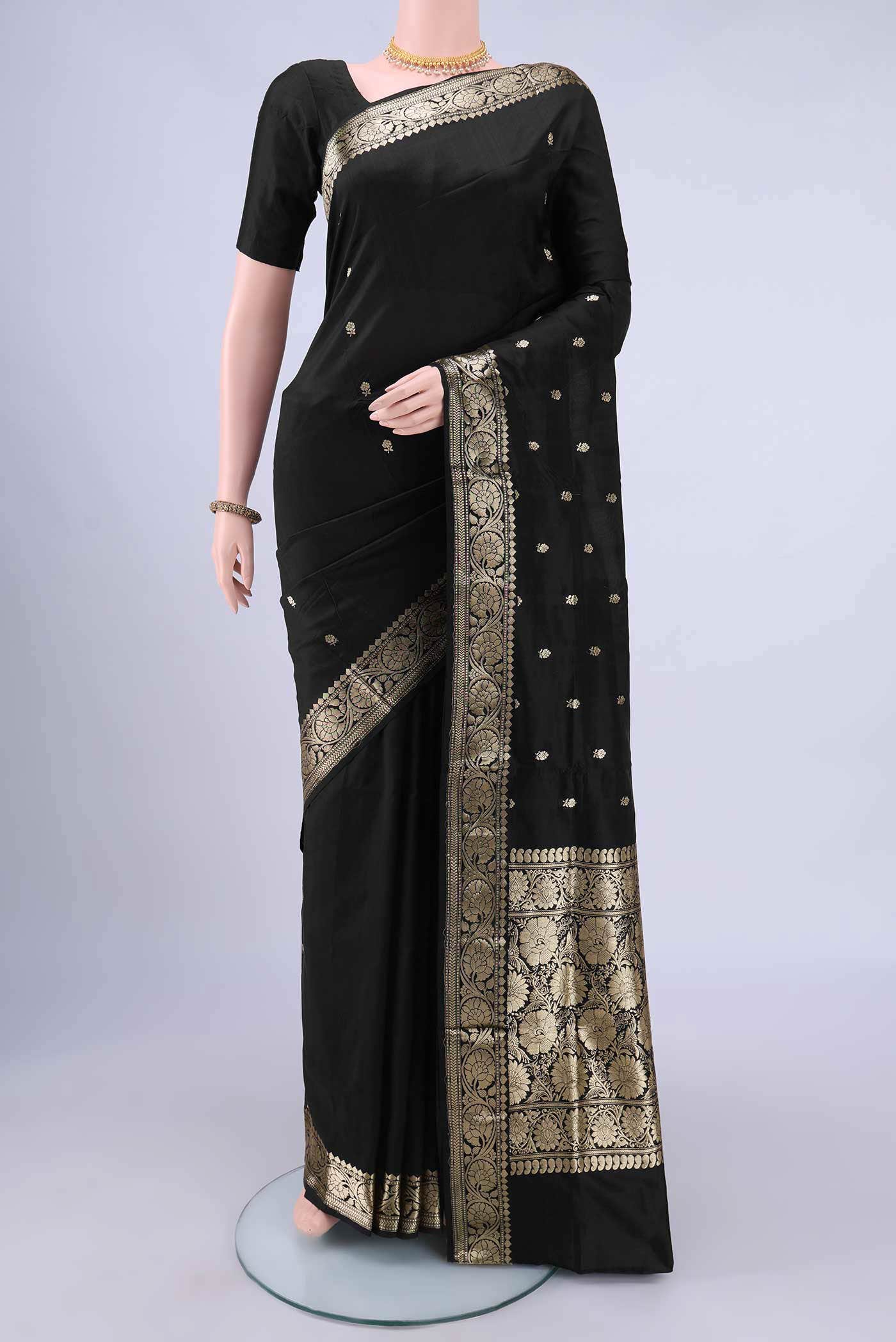 Black Banarasi Katan Silk Saree