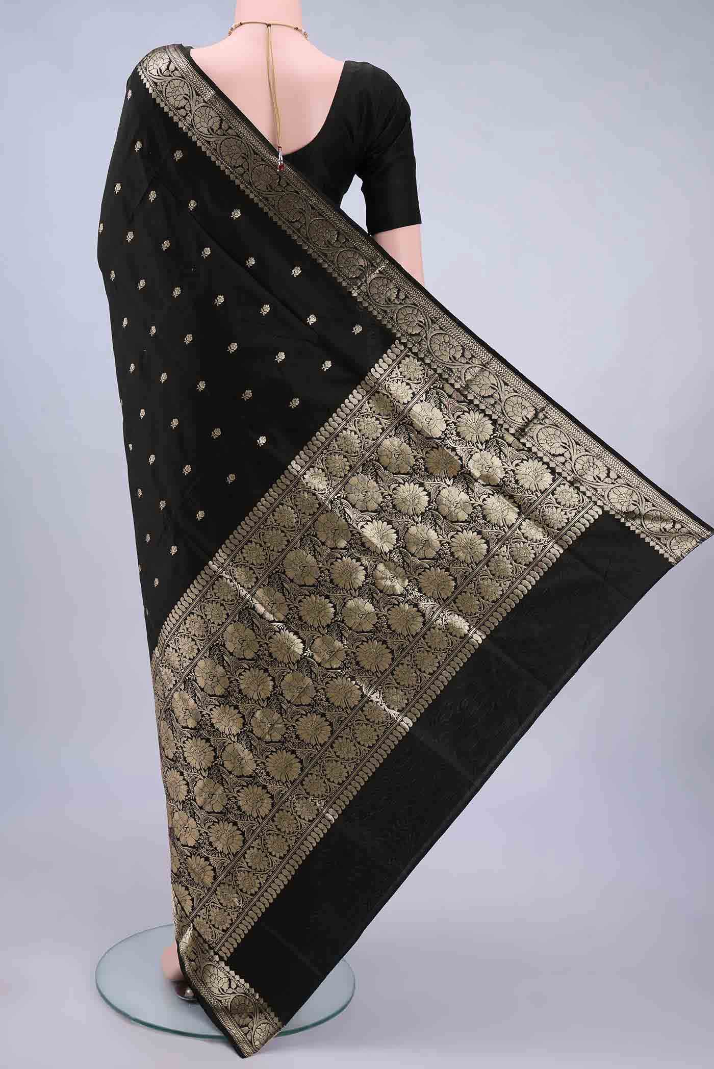 Black Banarasi Katan Silk Saree