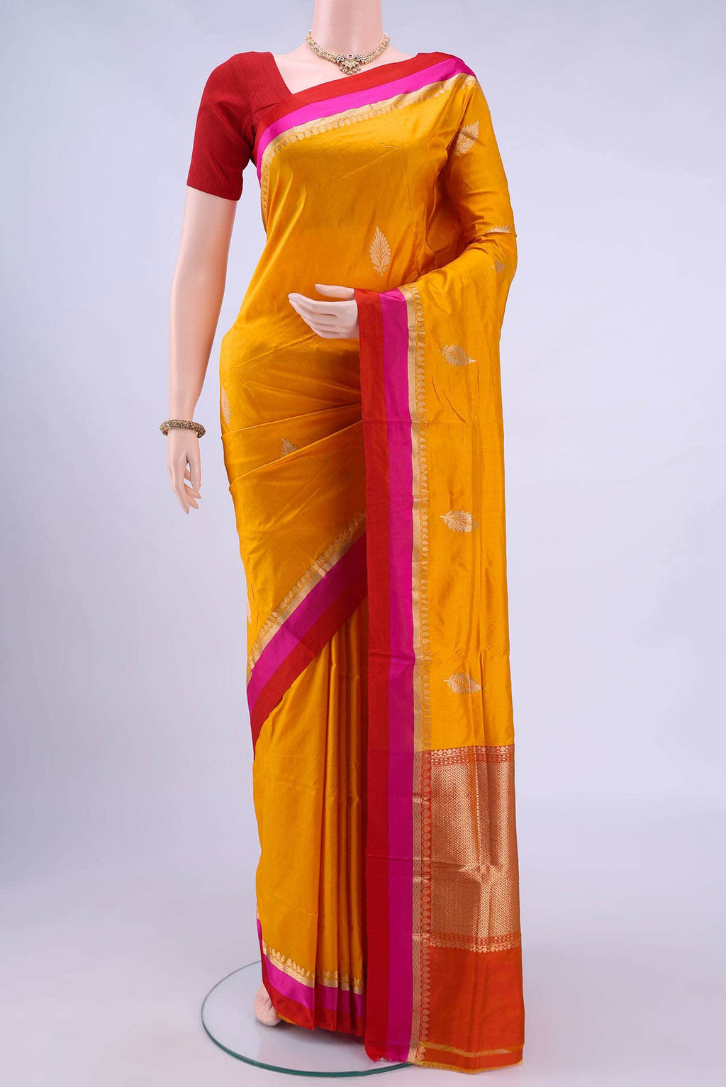 border two colour Dual Tone Banarasi Katan Silk Saree
