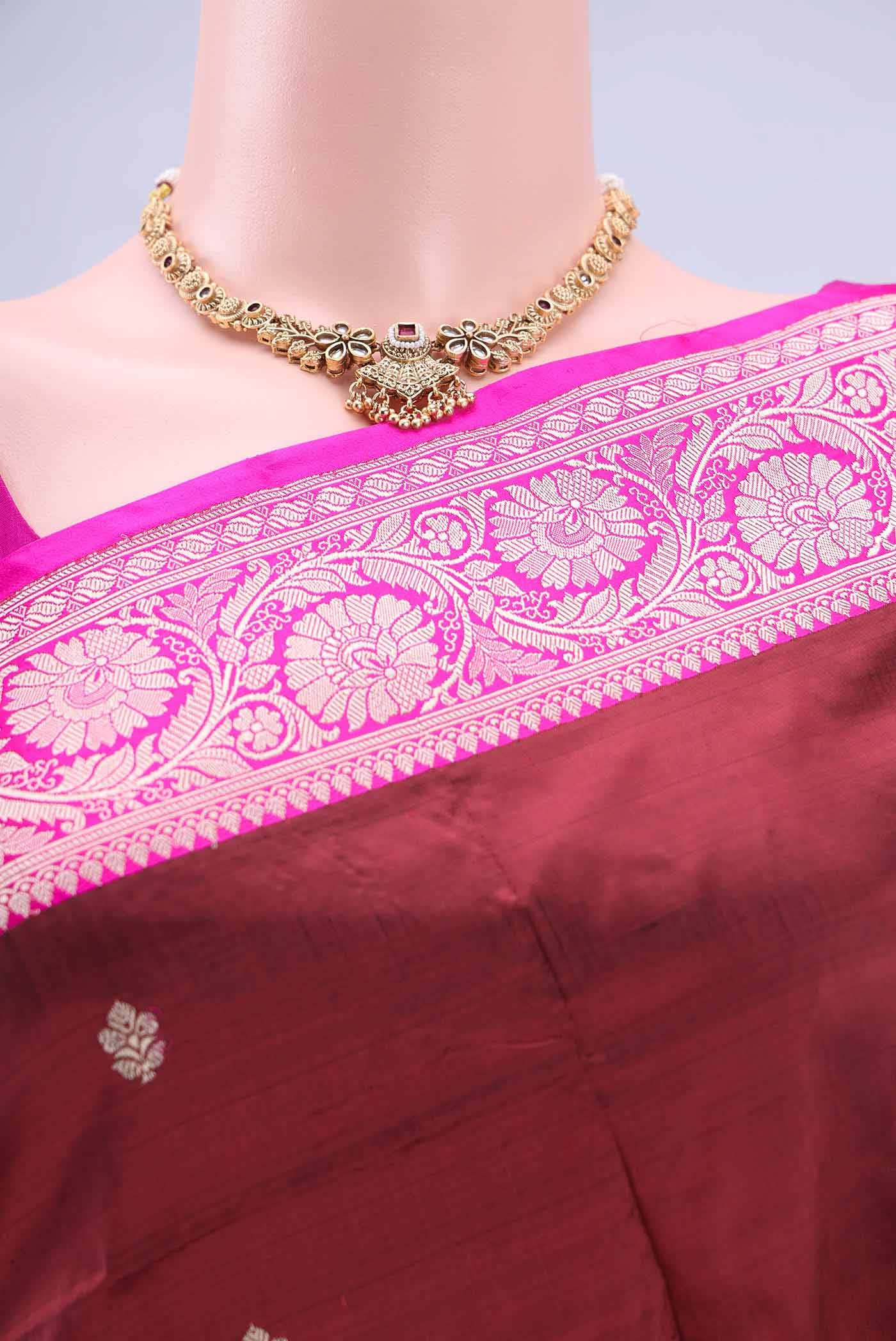Maroon Dual Tone Banarasi Katan Silk Saree