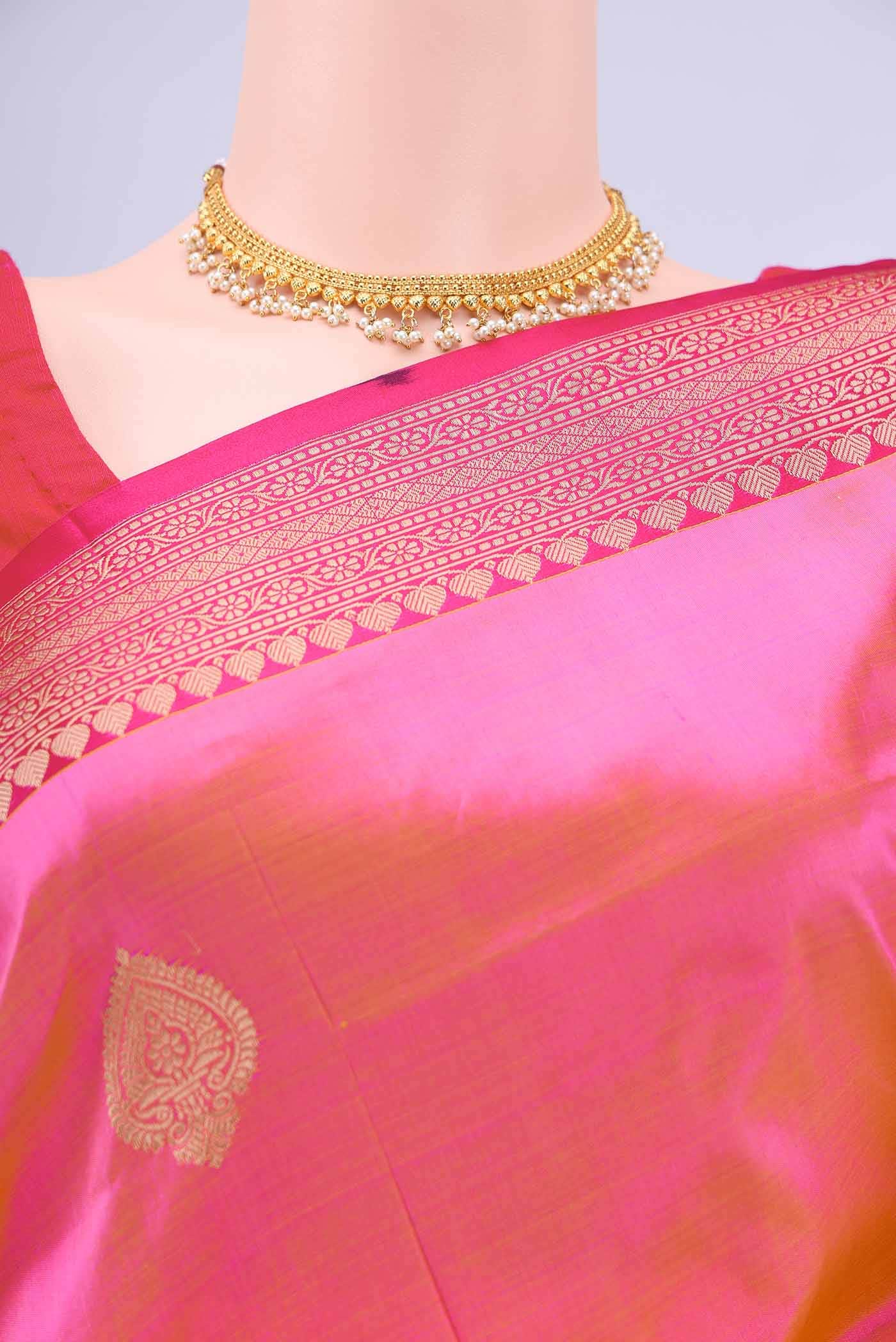Pink Dual Tone Banarasi Katan Silk Saree