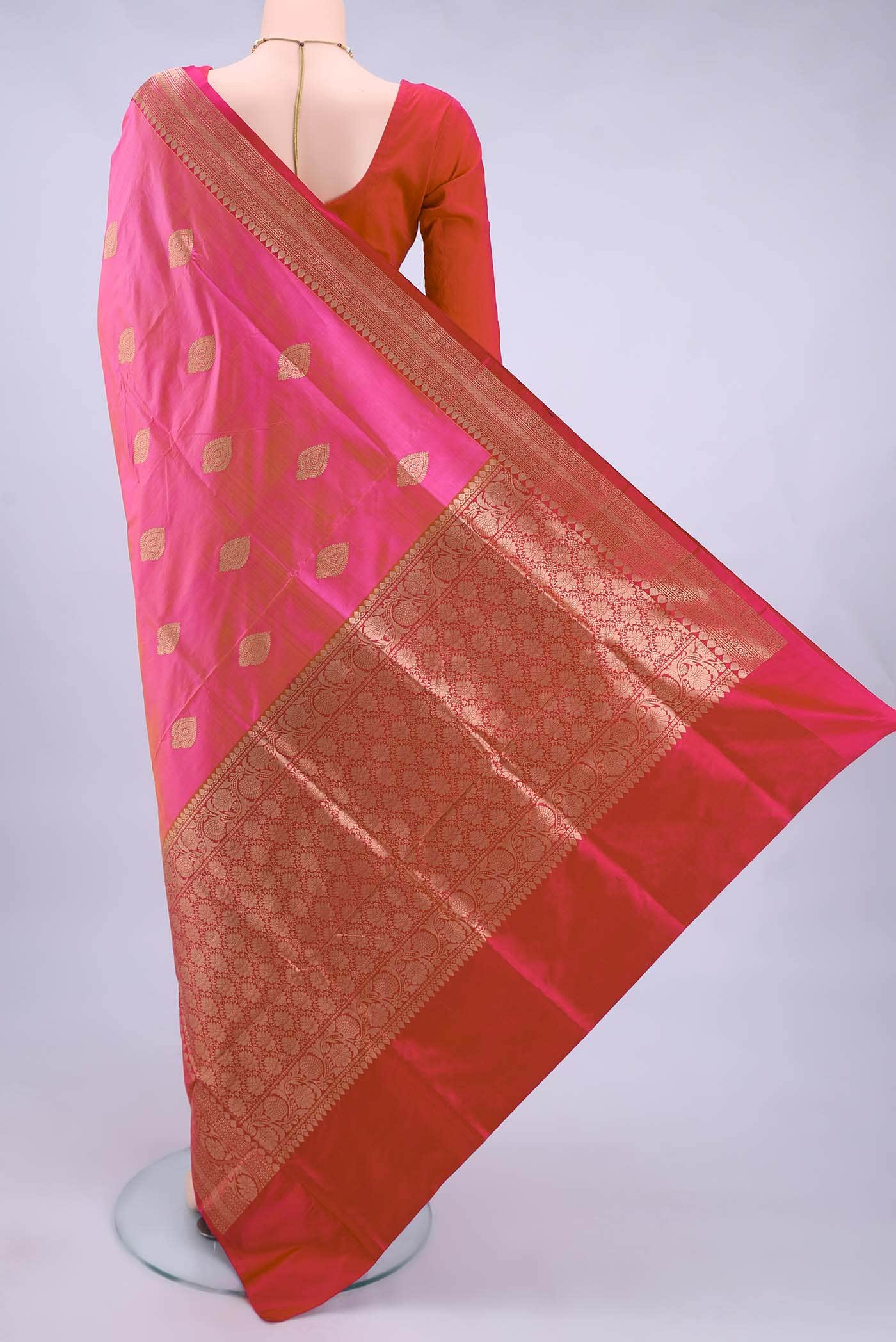 Pink Dual Tone Banarasi Katan Silk Saree