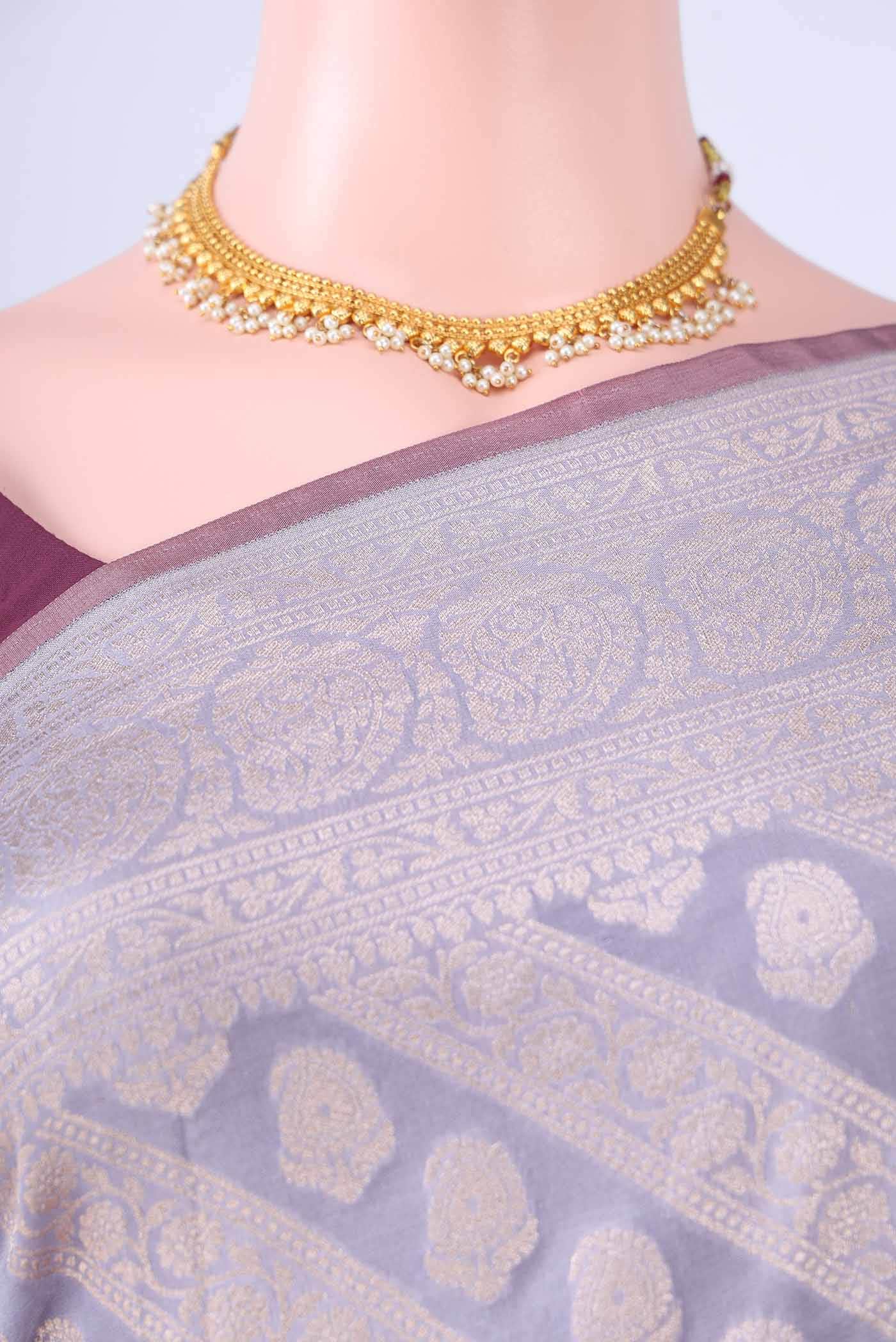 Lavender Banarasi Silk Saree