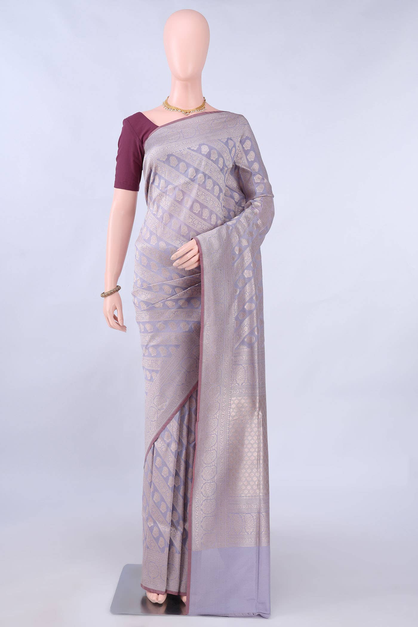 Lavender Banarasi Silk Saree