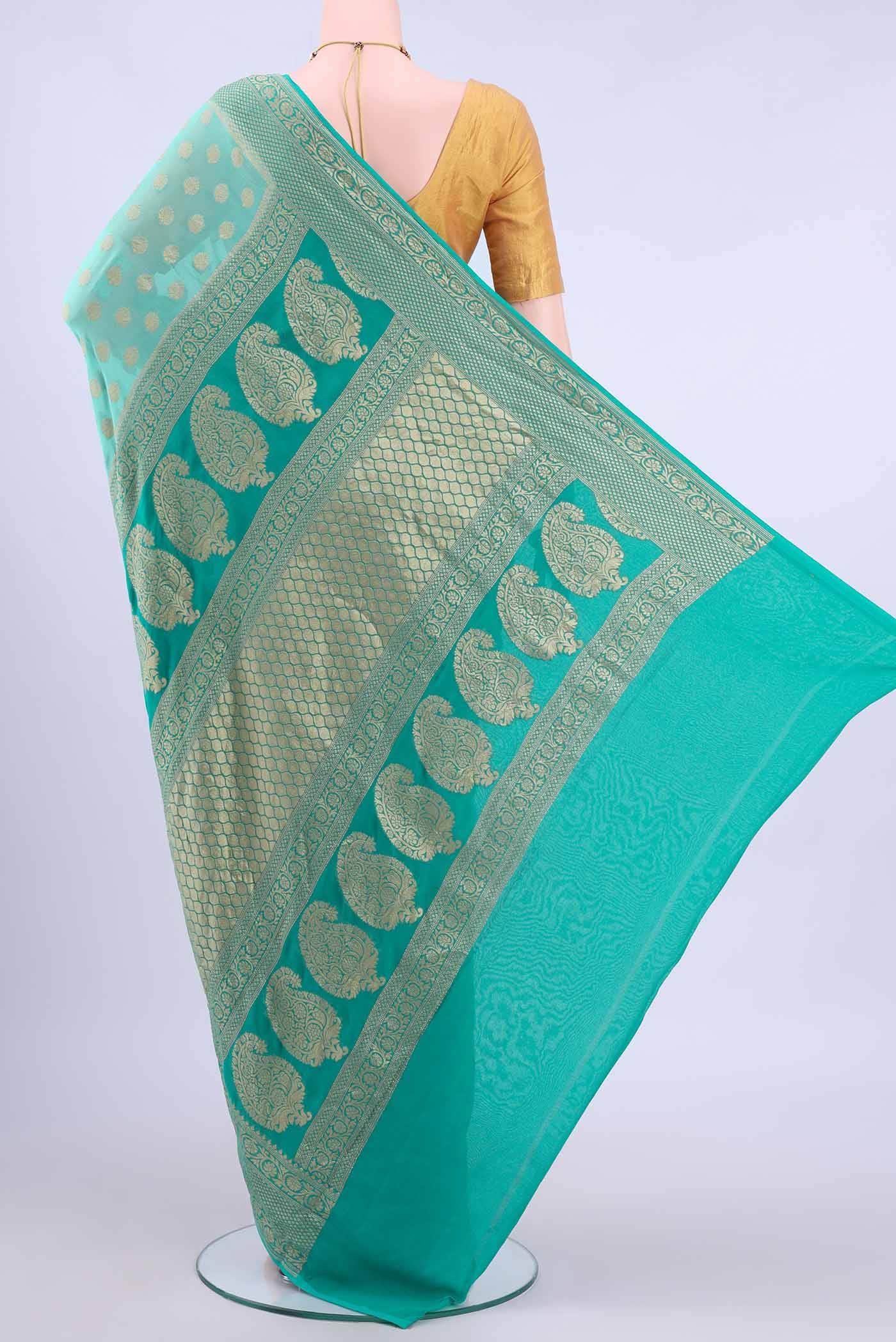 Turquoise Banarasi Georgette Saree