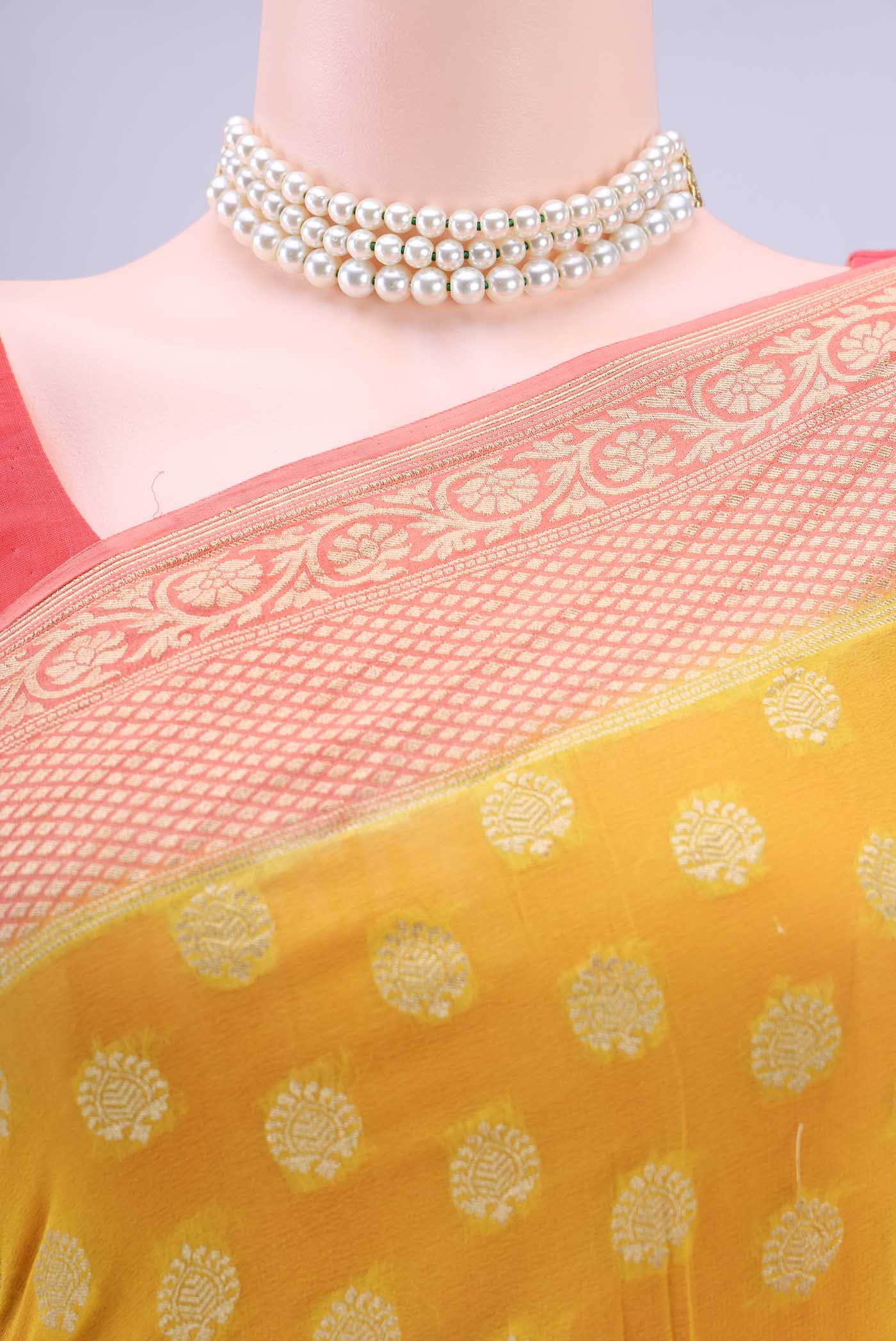 Yellow Banarasi Georgette Saree