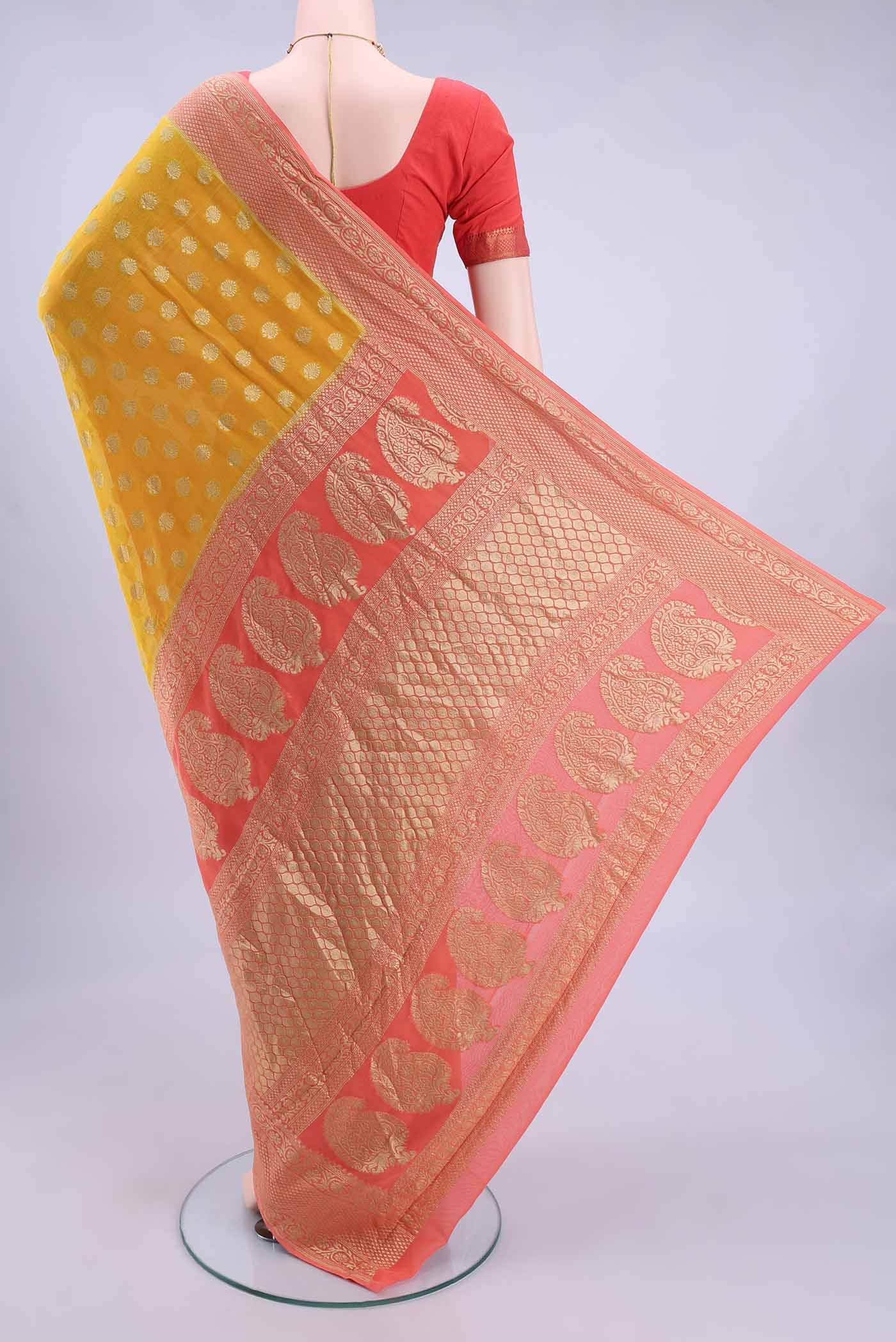 Yellow Banarasi Georgette Saree