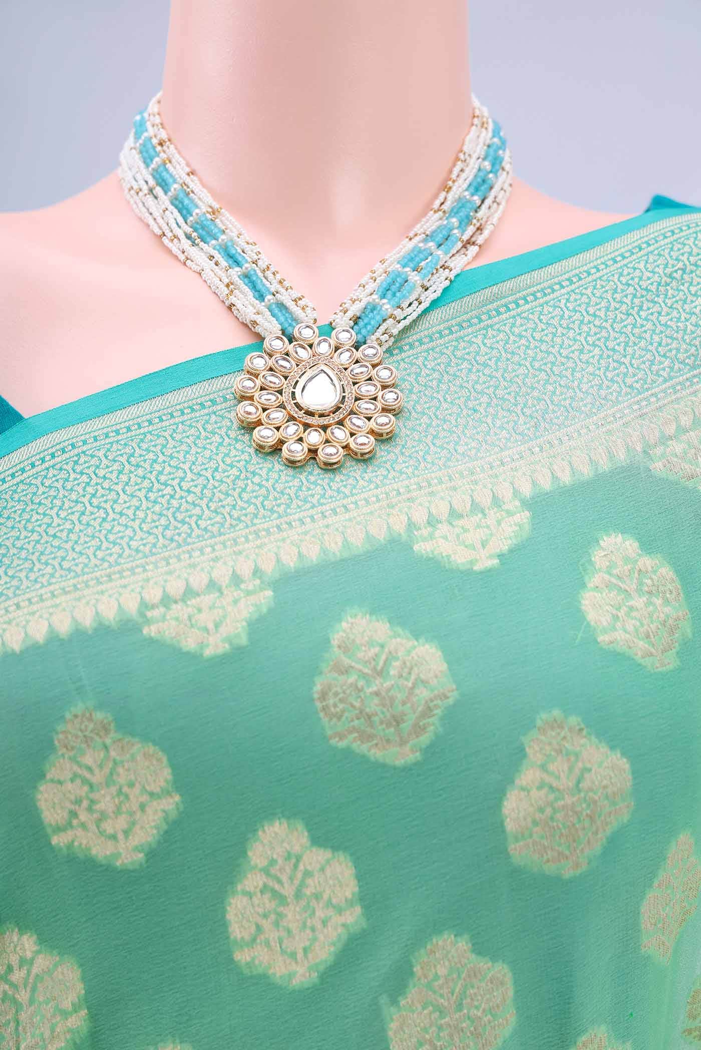 Acid Green Banarasi Georgette Saree