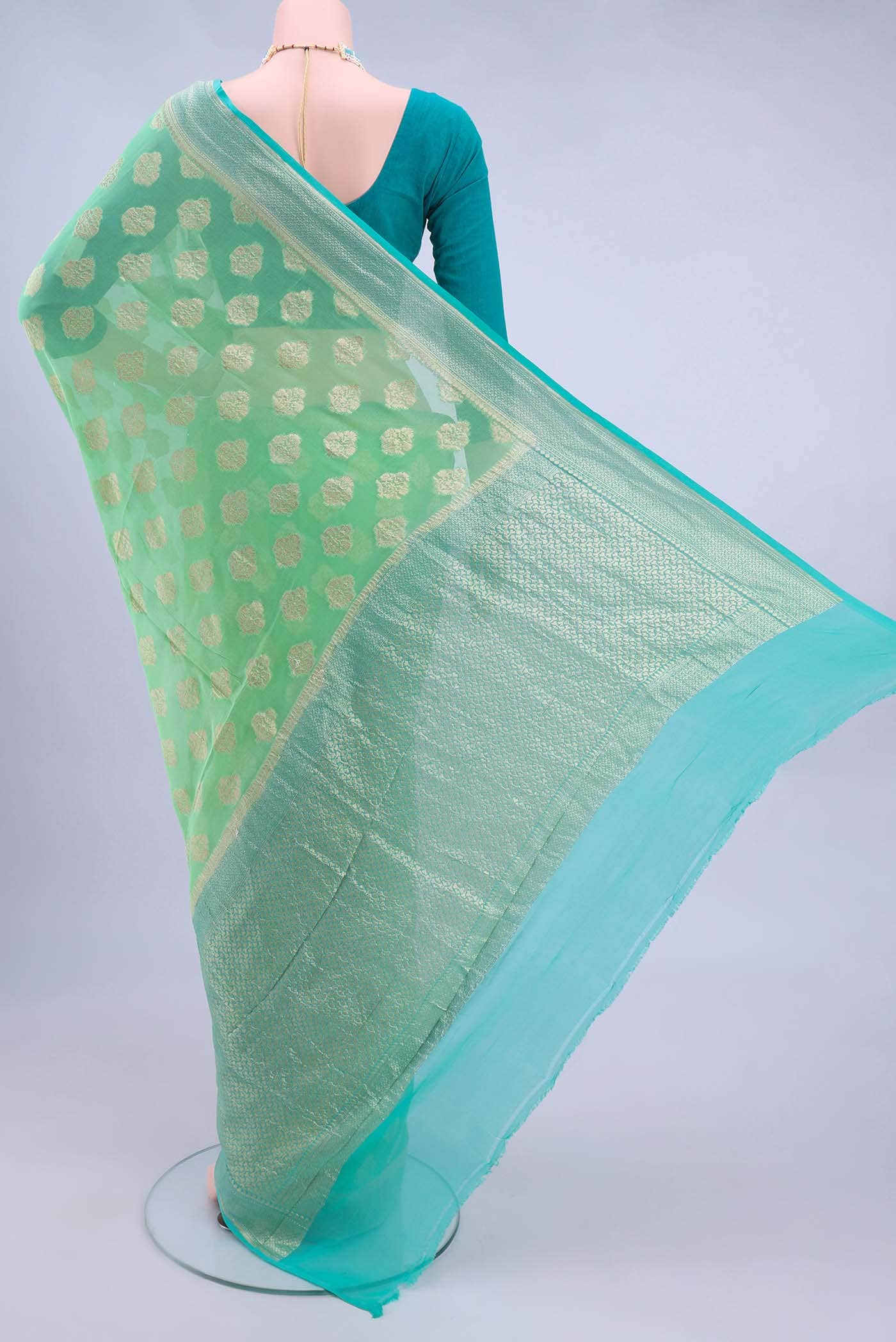 Acid Green Banarasi Georgette Saree