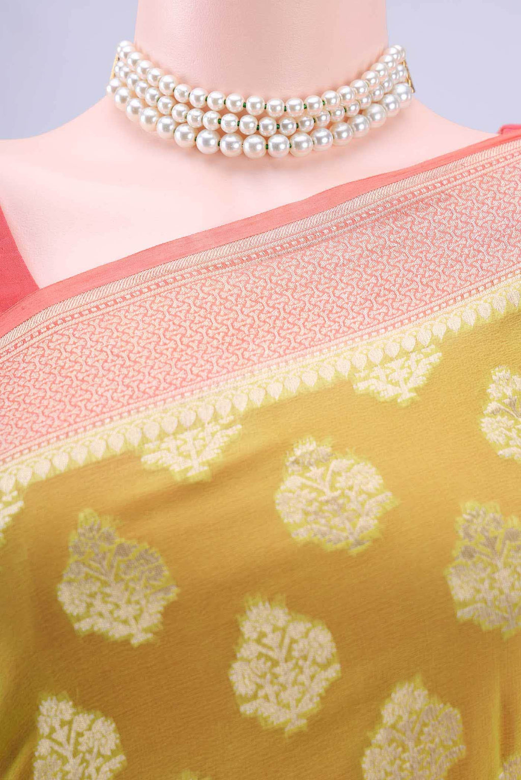 Parrot Green Banarasi Georgette Saree