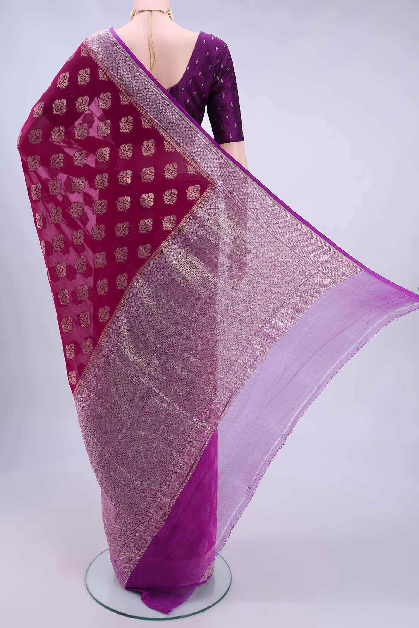 Dark Pink Banarasi Georgette Saree