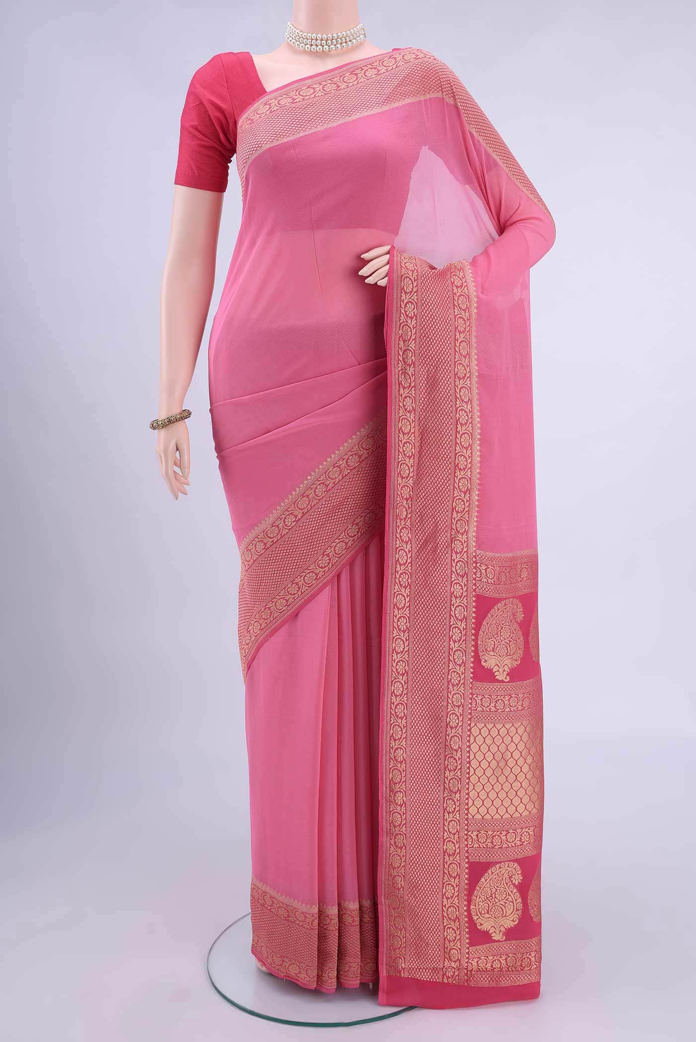 Pink Banarasi Georgette Saree