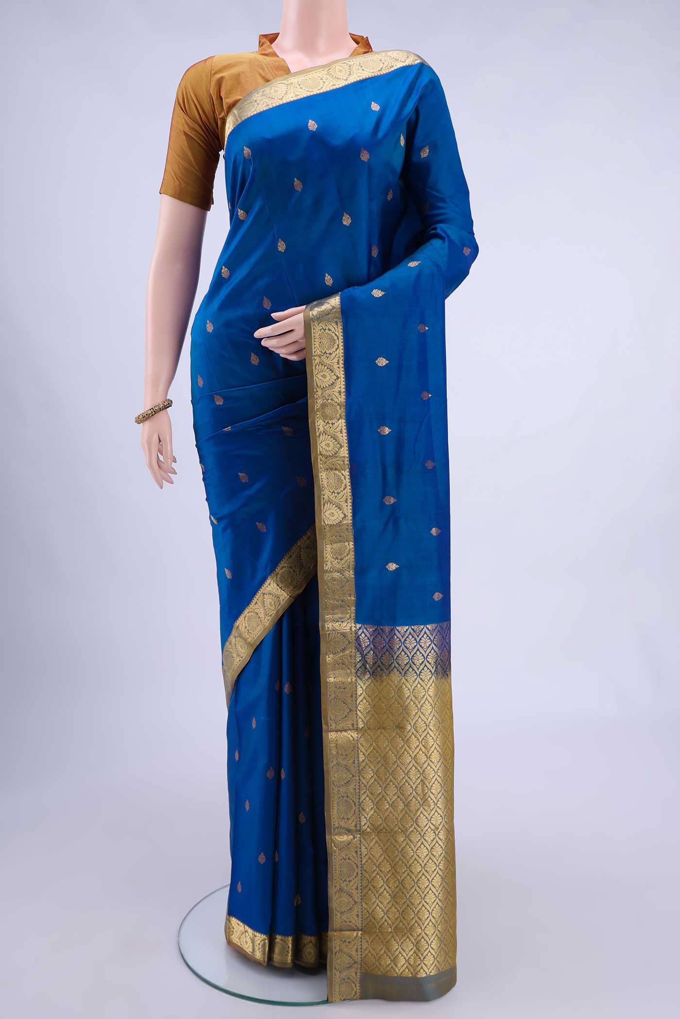 Peacock Blue Dual Tone Nangavalli Silk [ Salem ] Saree