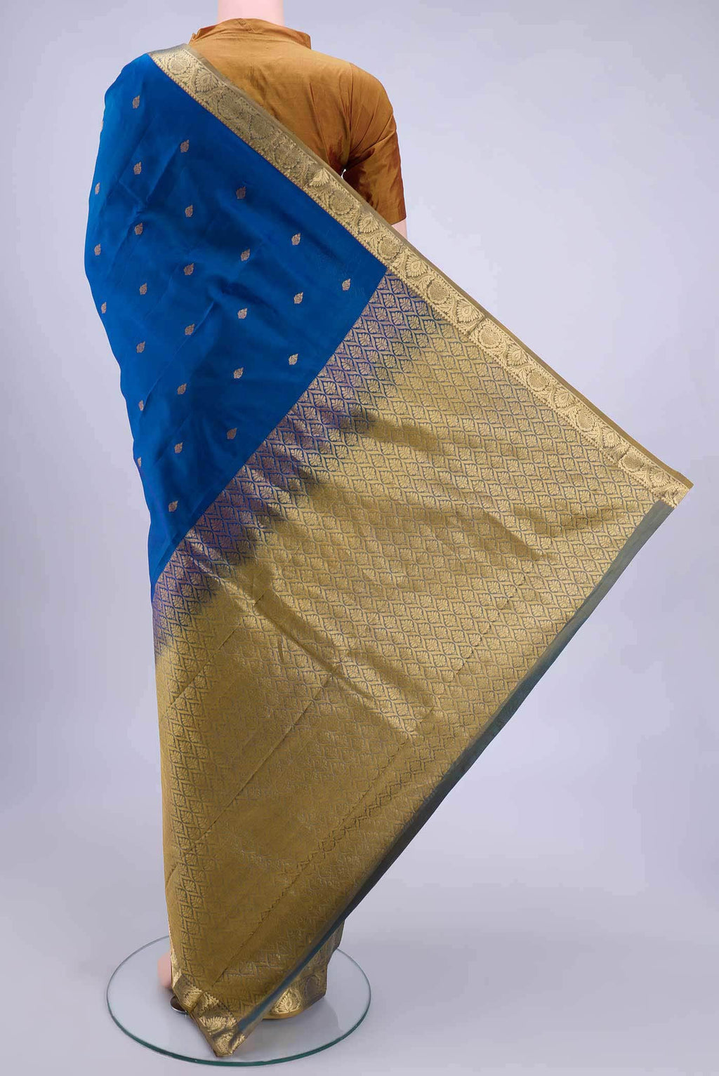 Peacock Blue Dual Tone Nangavalli Silk [ Salem ] Saree