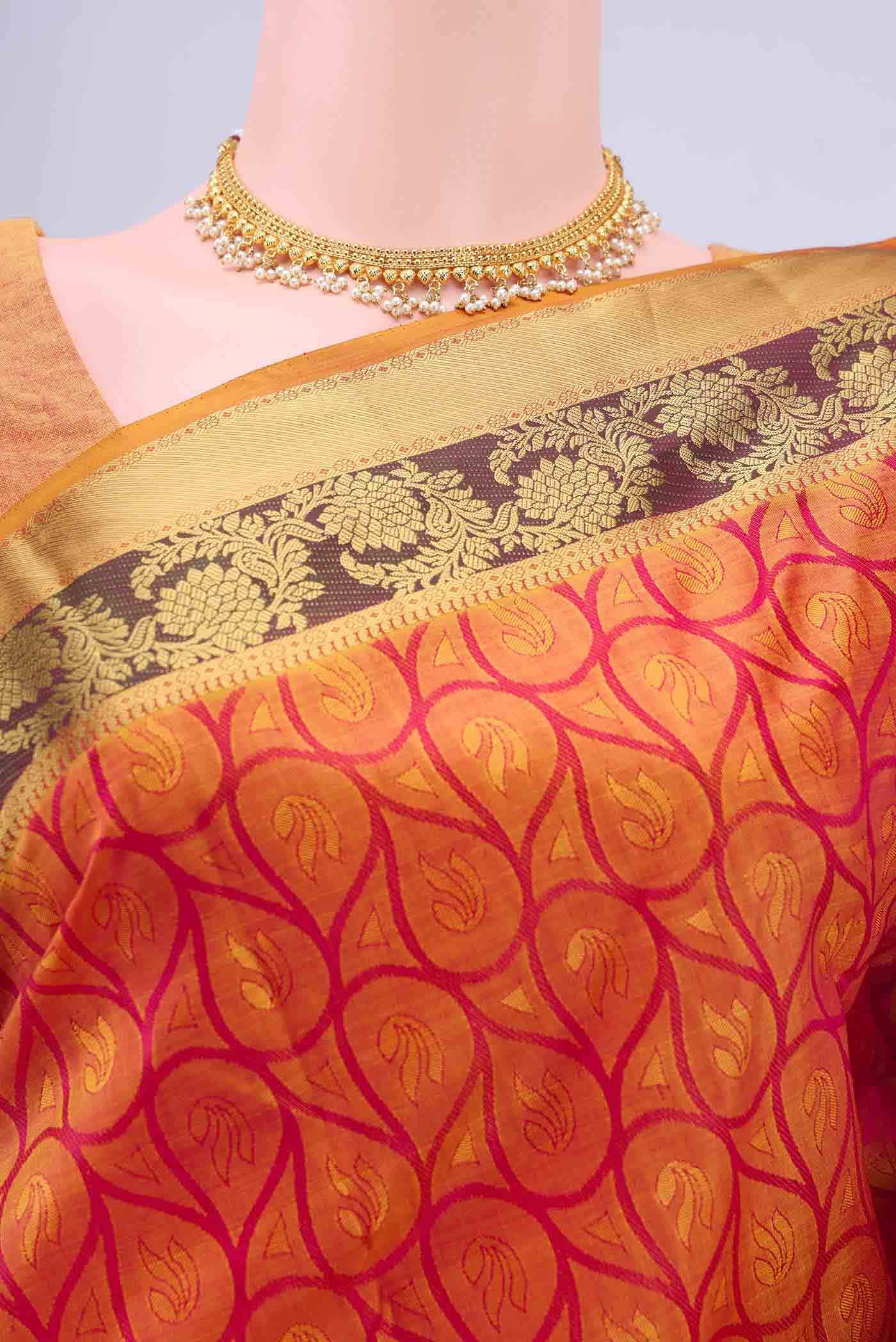 Mustard Dual Tone Nangavalli Silk [ Salem ] Saree