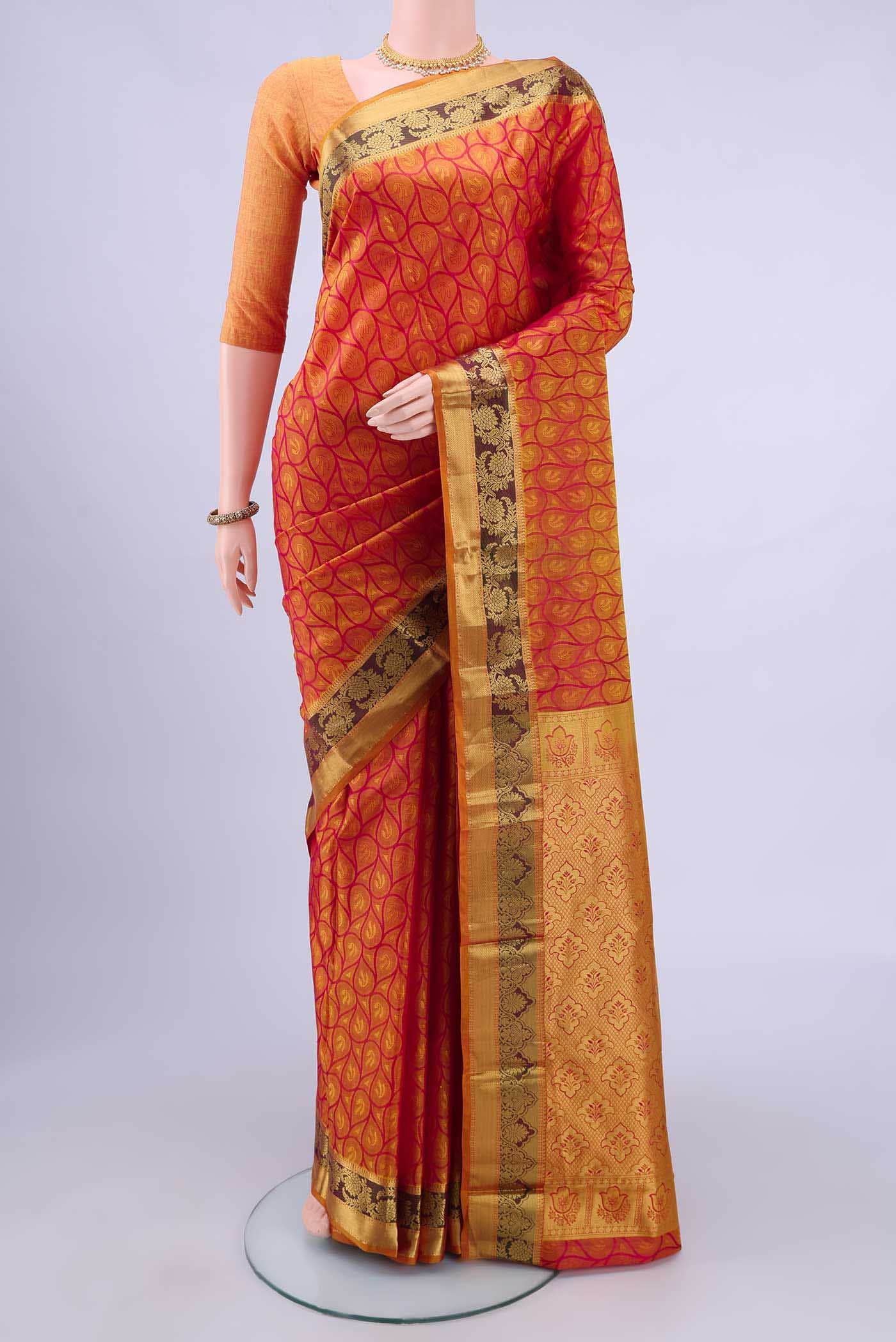 Mustard Dual Tone Nangavalli Silk [ Salem ] Saree