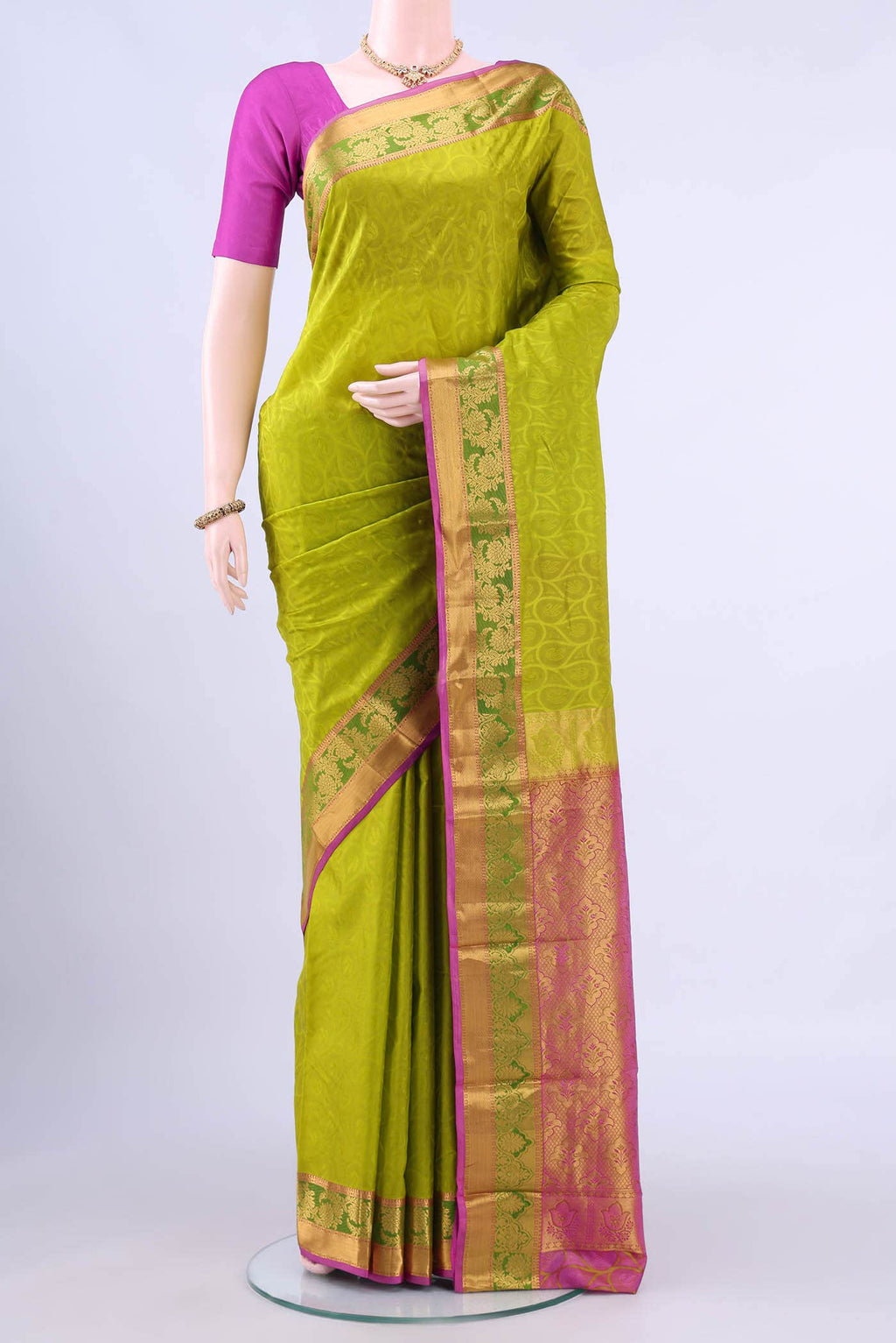 Parrot Green Nangavalli Silk [ Salem ] Saree
