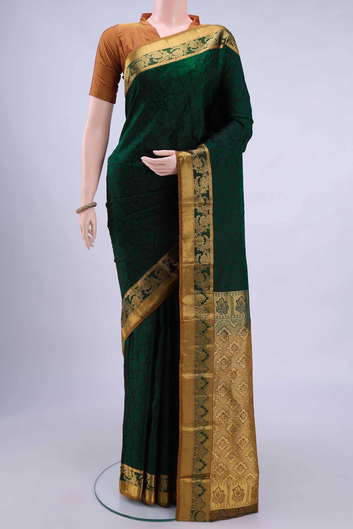 Bottle Green Dual Tone Nangavalli Silk [ Salem ] Saree