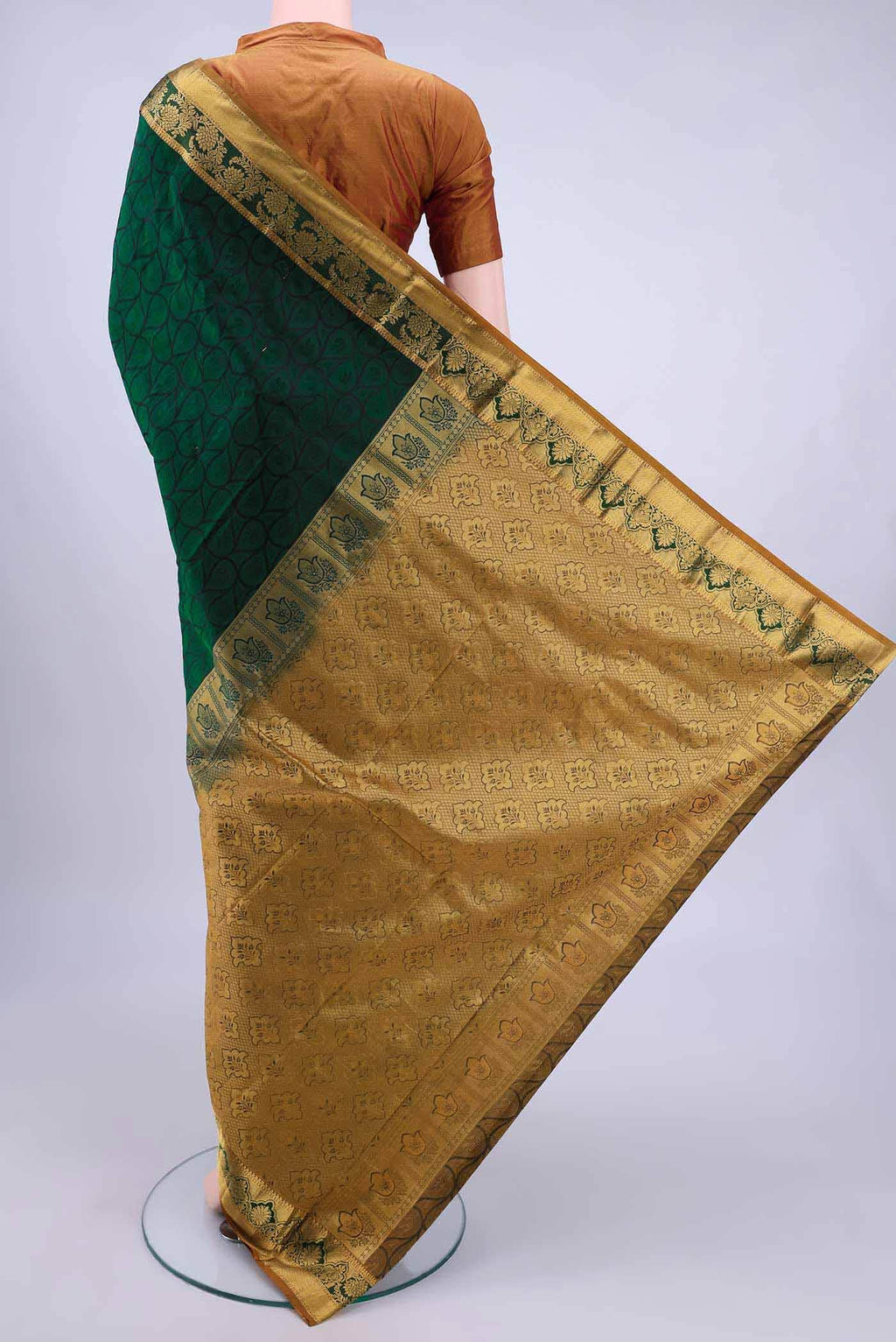 Bottle Green Dual Tone Nangavalli Silk [ Salem ] Saree