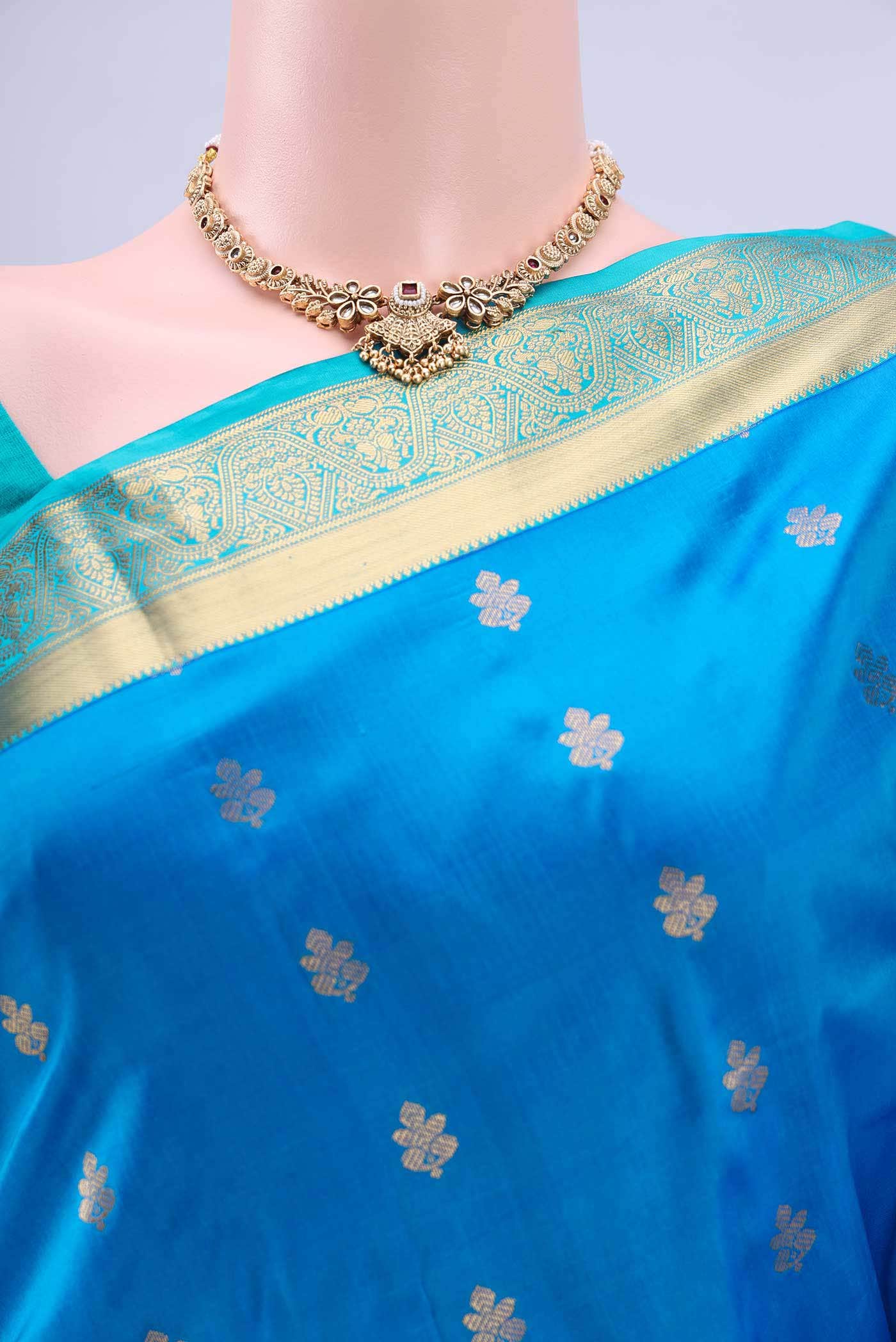 Peacock Blue Nangavalli Silk [ Salem ] Saree