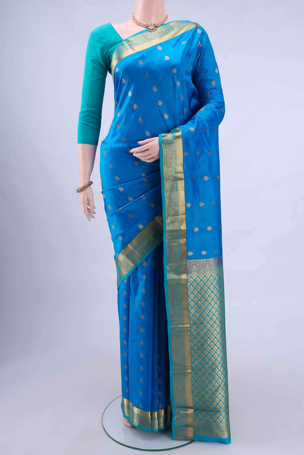 Peacock Blue Nangavalli Silk [ Salem ] Saree