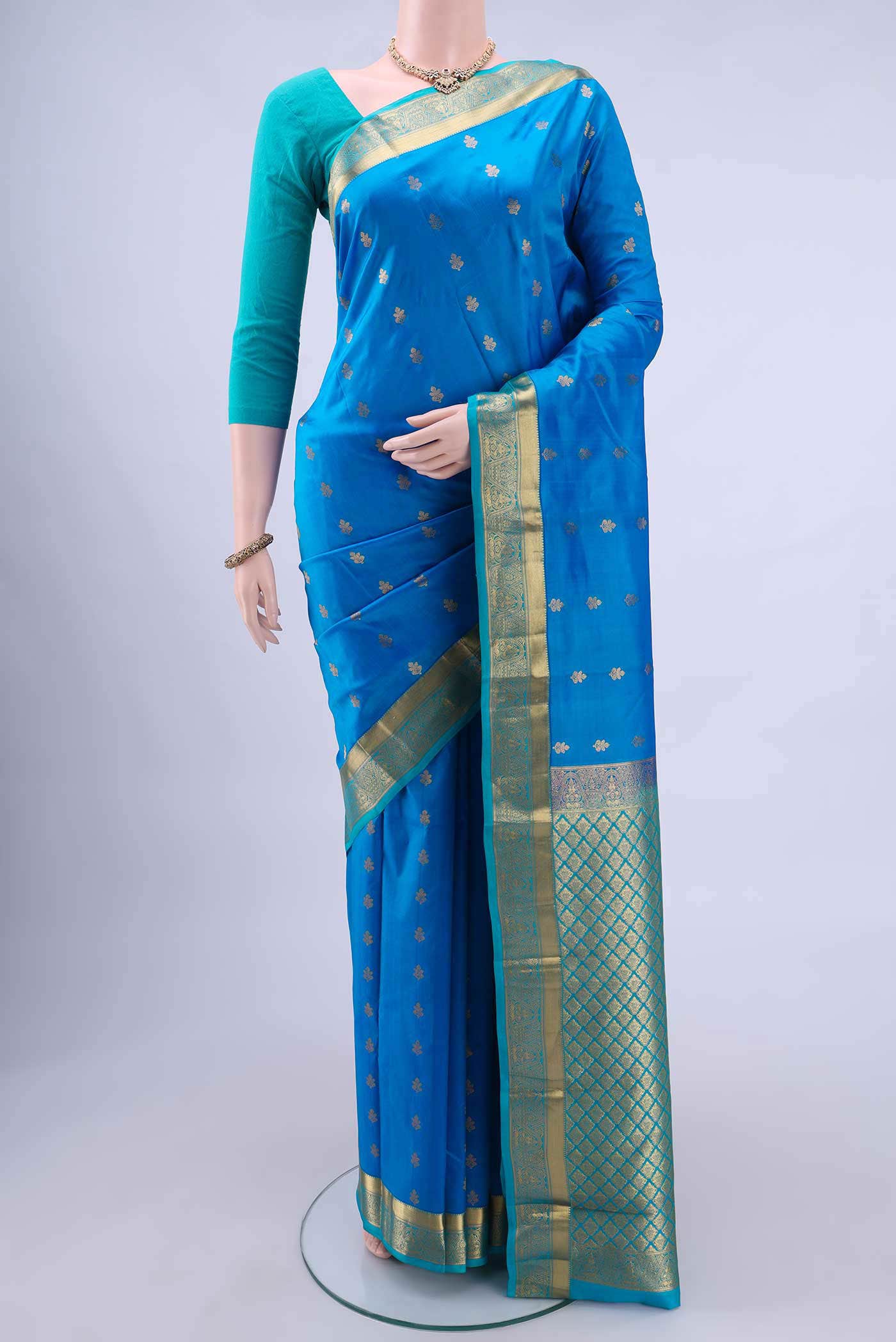 Peacock Blue Nangavalli Silk [ Salem ] Saree