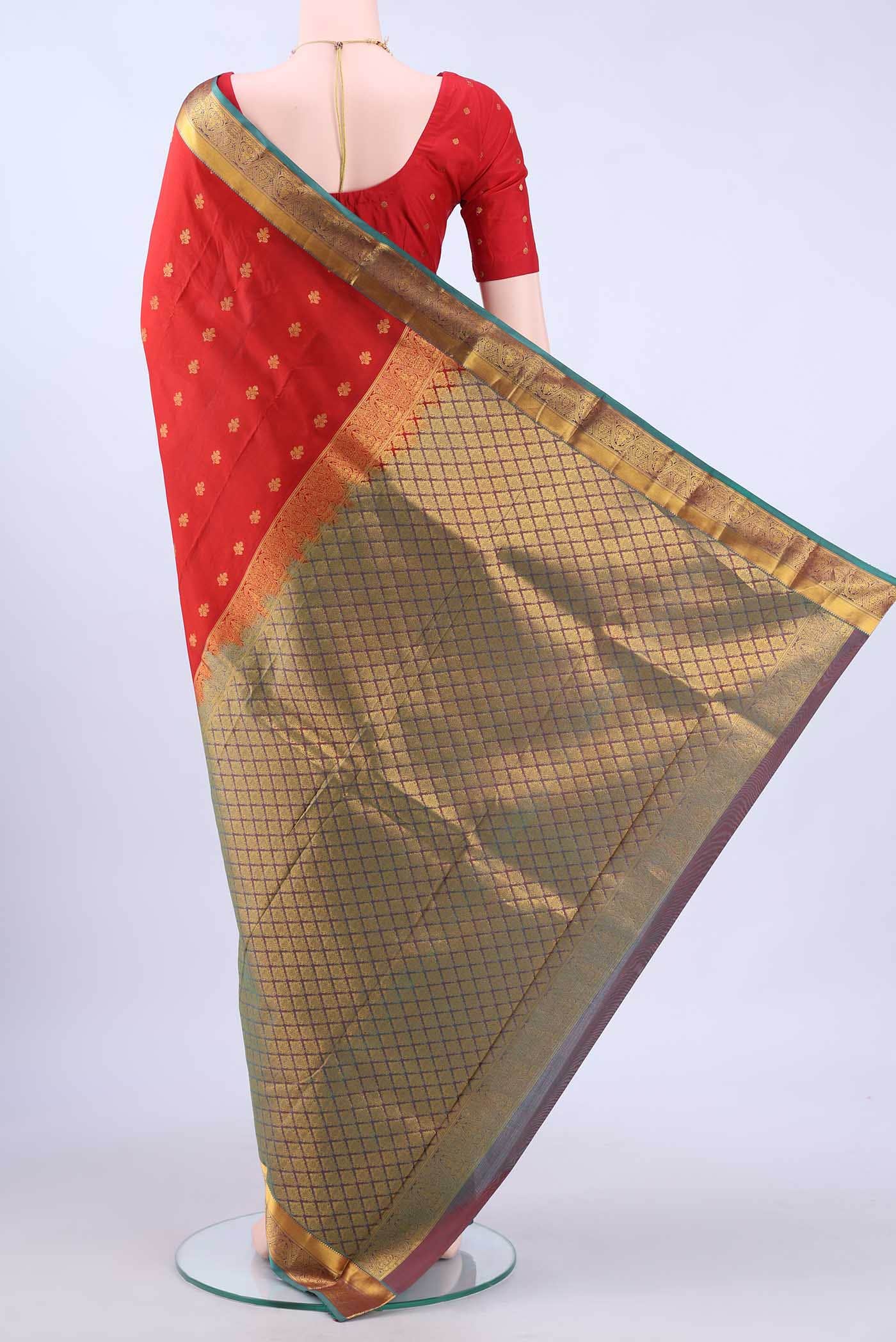 Deep Red Kanchipuram Silk Saree