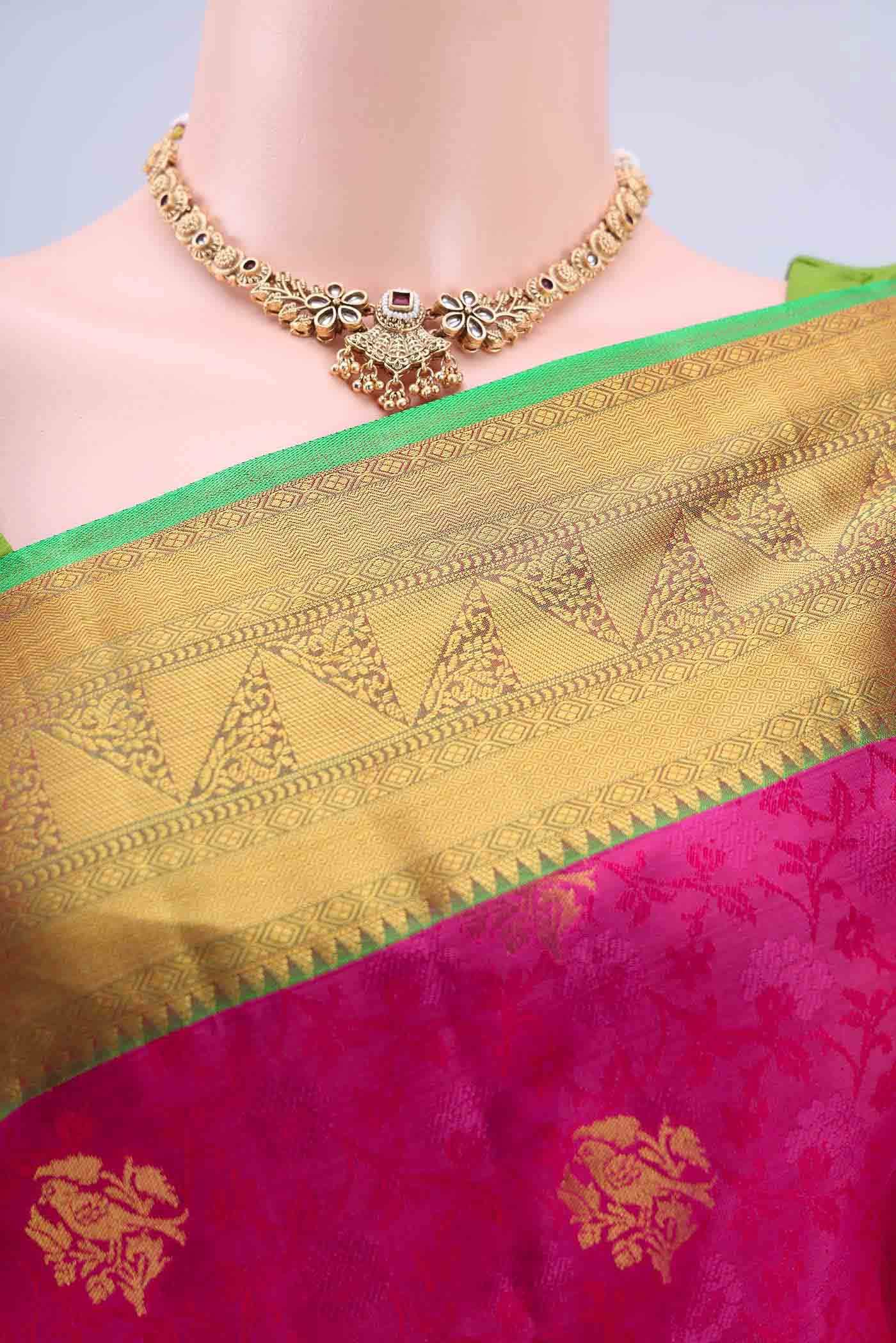 Rani Pink Dual Tone Nangavalli Silk [ Salem ] Saree