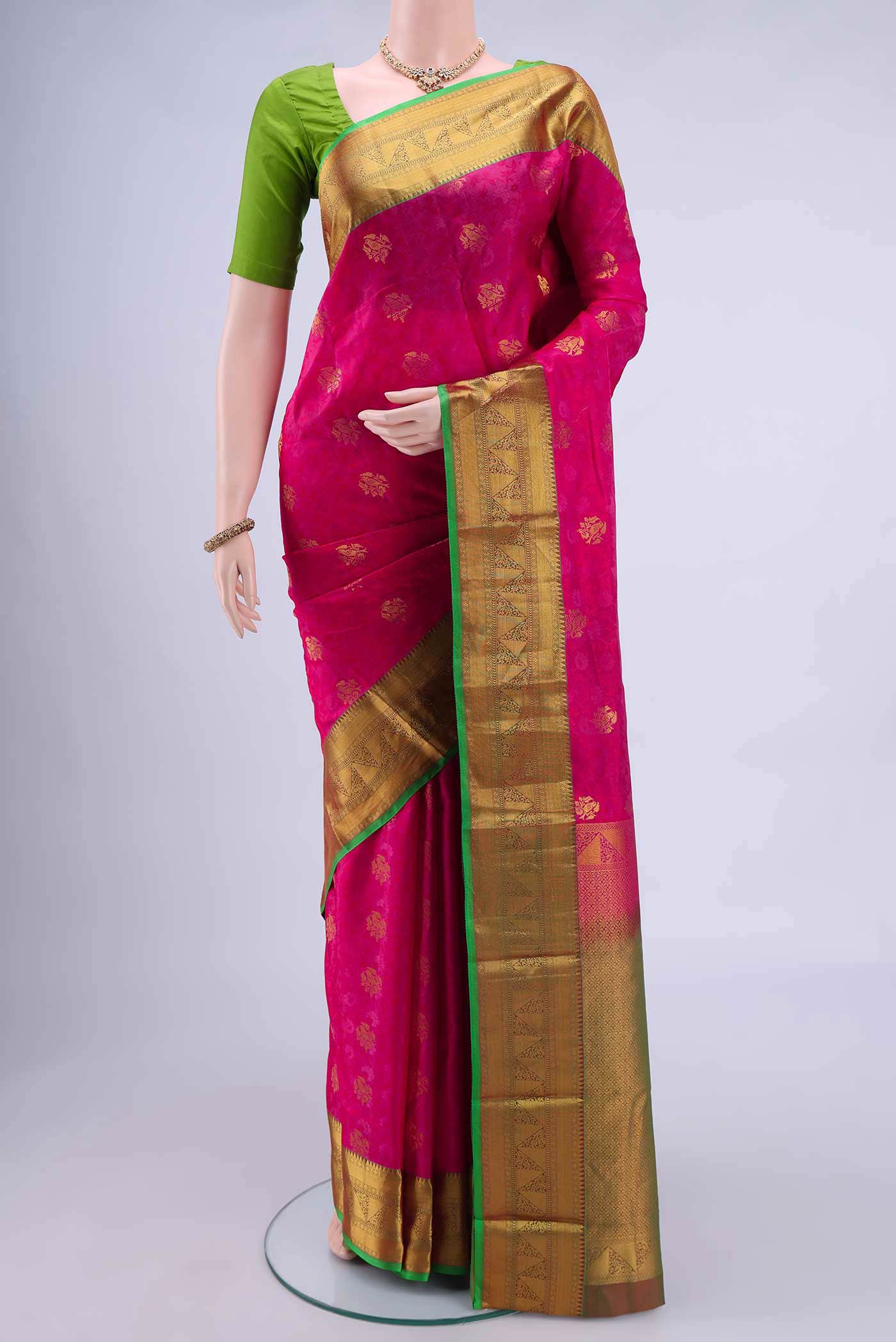 Rani Pink Dual Tone Nangavalli Silk [ Salem ] Saree