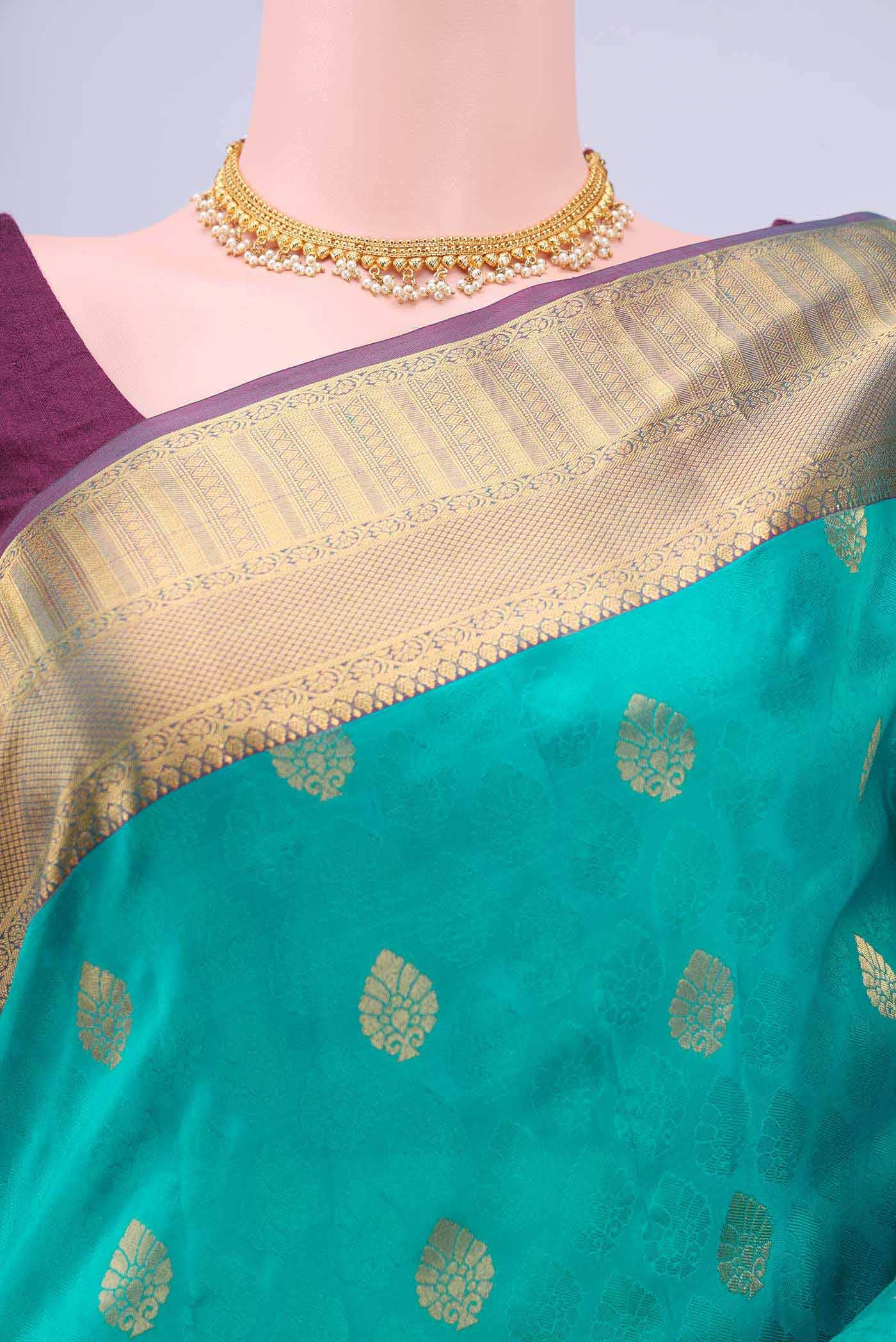 Turquoise Dual Tone Nangavalli Silk [ Salem ] Saree
