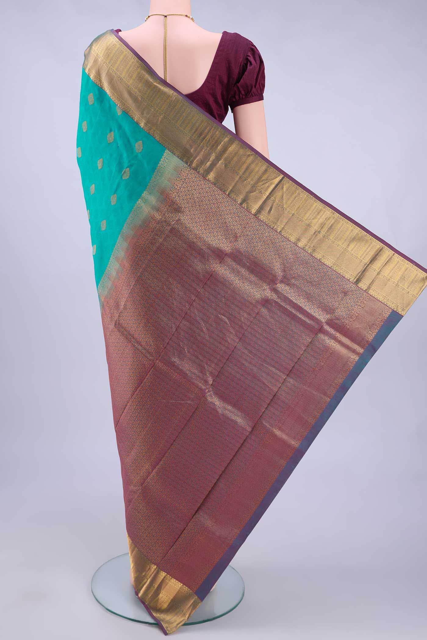 Turquoise Dual Tone Nangavalli Silk [ Salem ] Saree