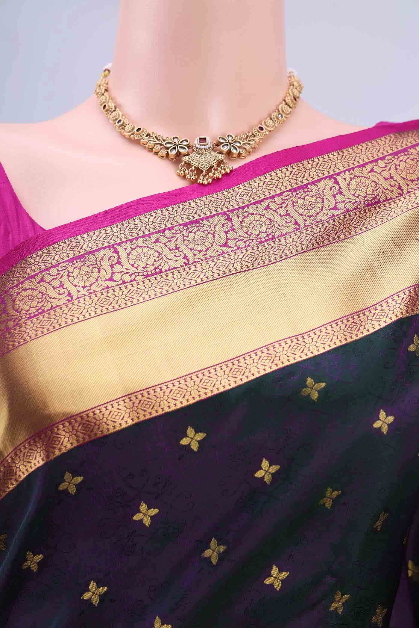 Bottle Green Dual Tone Nangavalli Silk [ Salem ] Saree