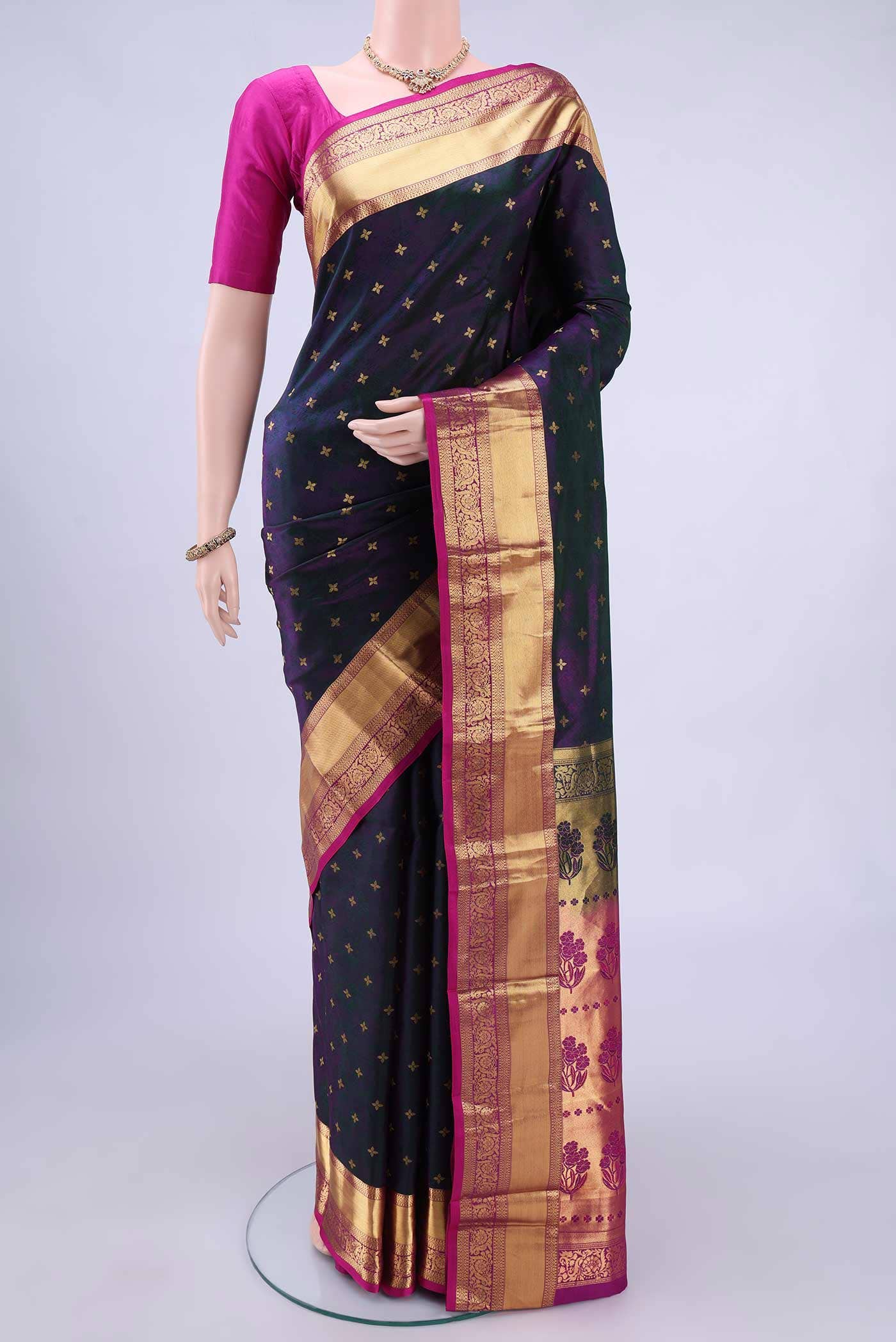 Bottle Green Dual Tone Nangavalli Silk [ Salem ] Saree