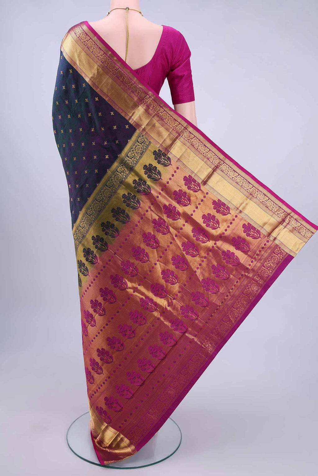 Bottle Green Dual Tone Nangavalli Silk [ Salem ] Saree